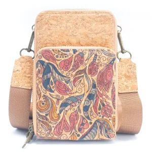 2241 Cork Crossbody Phone Bag with Triple Zipper