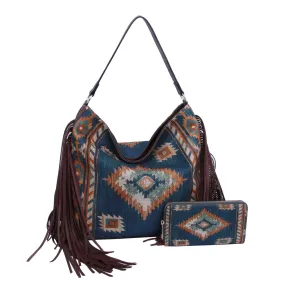 A Western Shoulder bag & wallet set in Blue