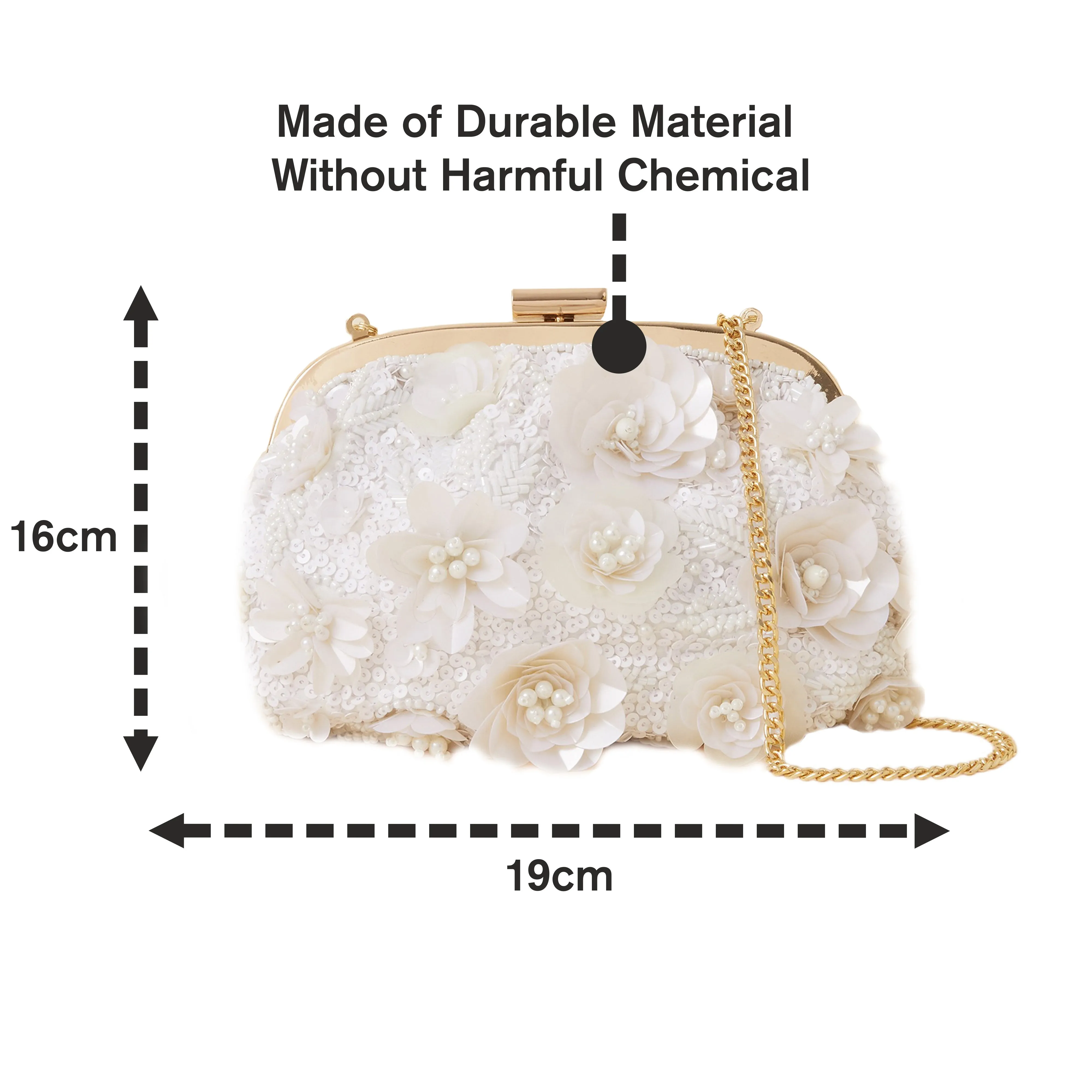 Accessorize London White Floral Bridal Clip Frame Clutch Bag