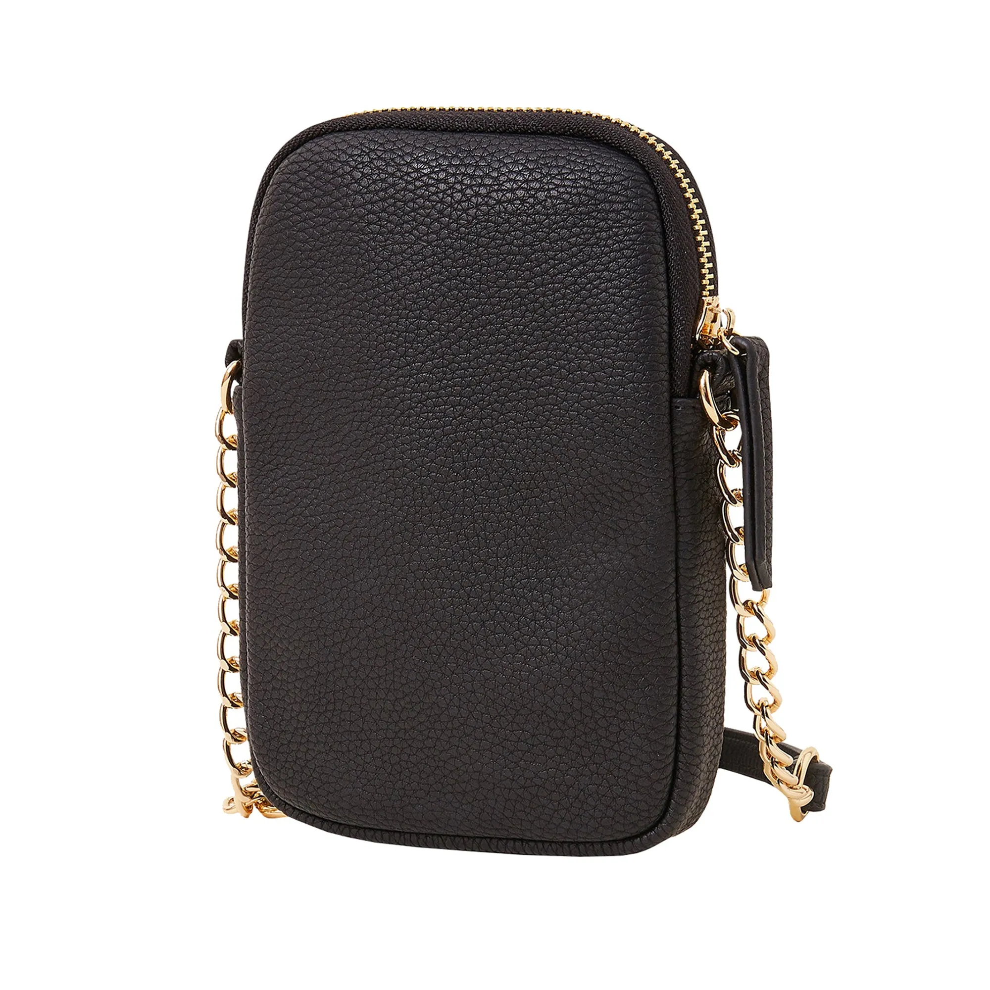 Accessorize London Women's Black Chain Strap Phone Purse