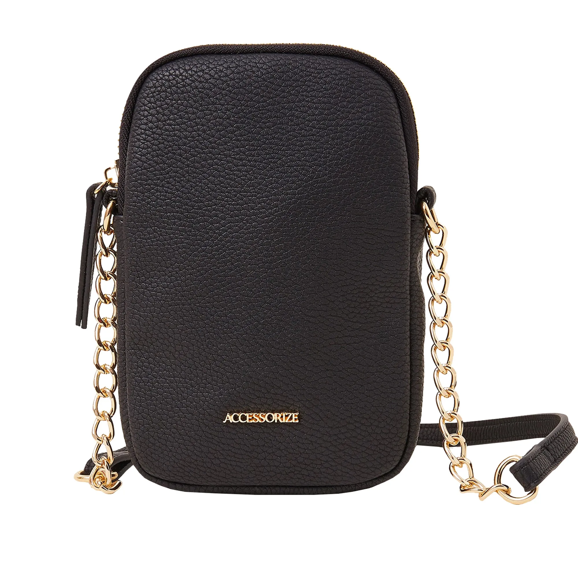 Accessorize London Women's Black Chain Strap Phone Purse