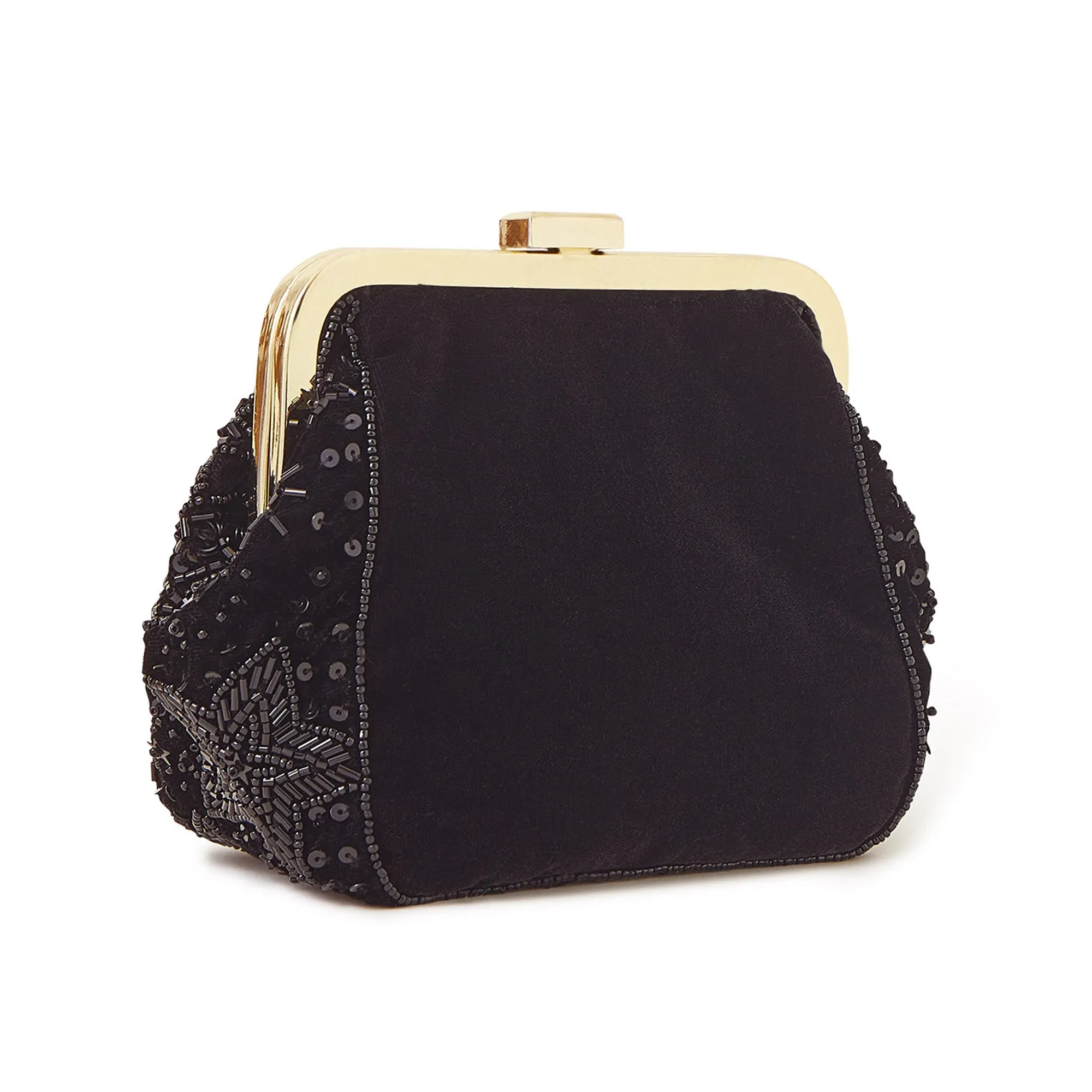 Accessorize London Women's Black Star Embellished Clip Frame Bag