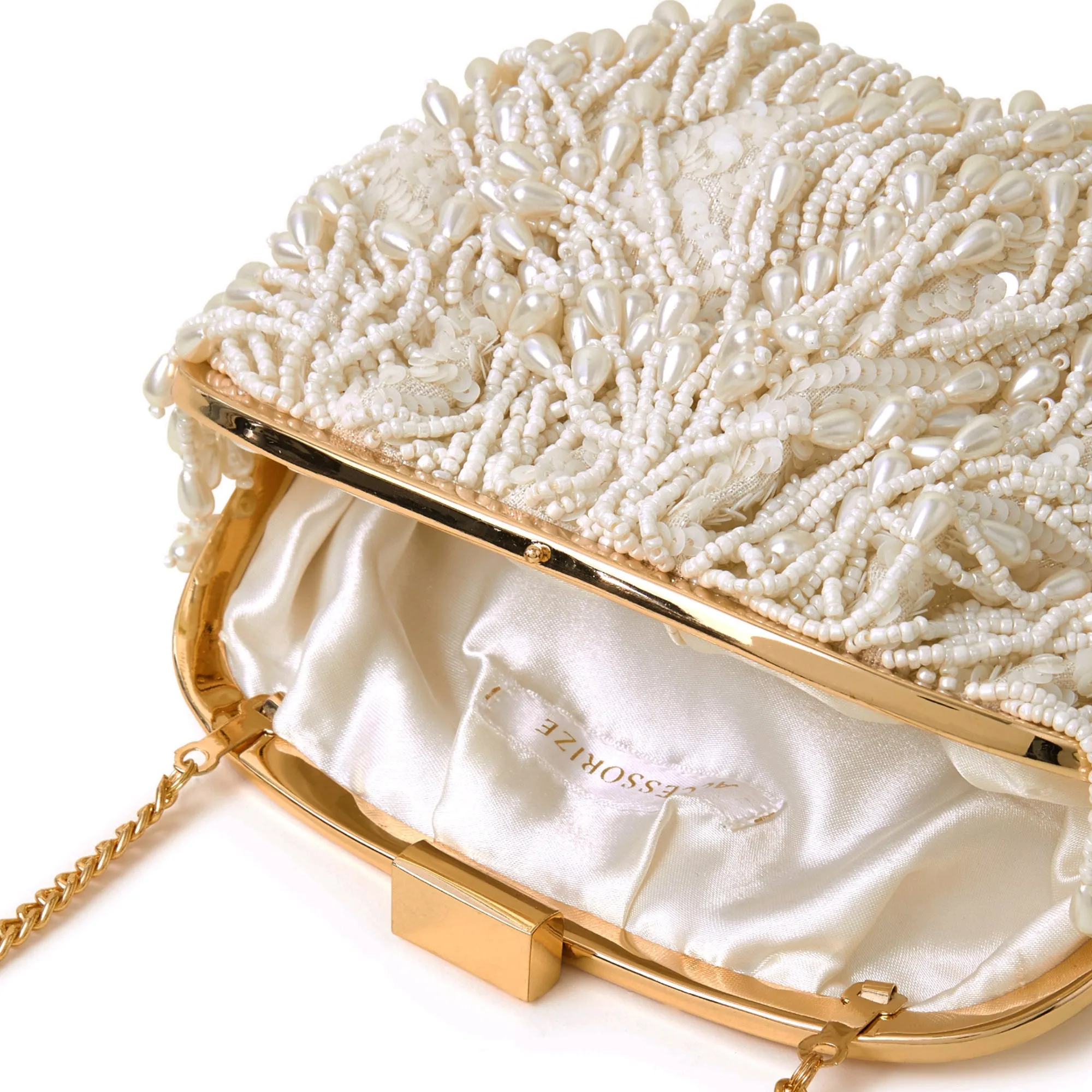 Accessorize London Women's White Bridal Pearl Tassel Clutch Bag