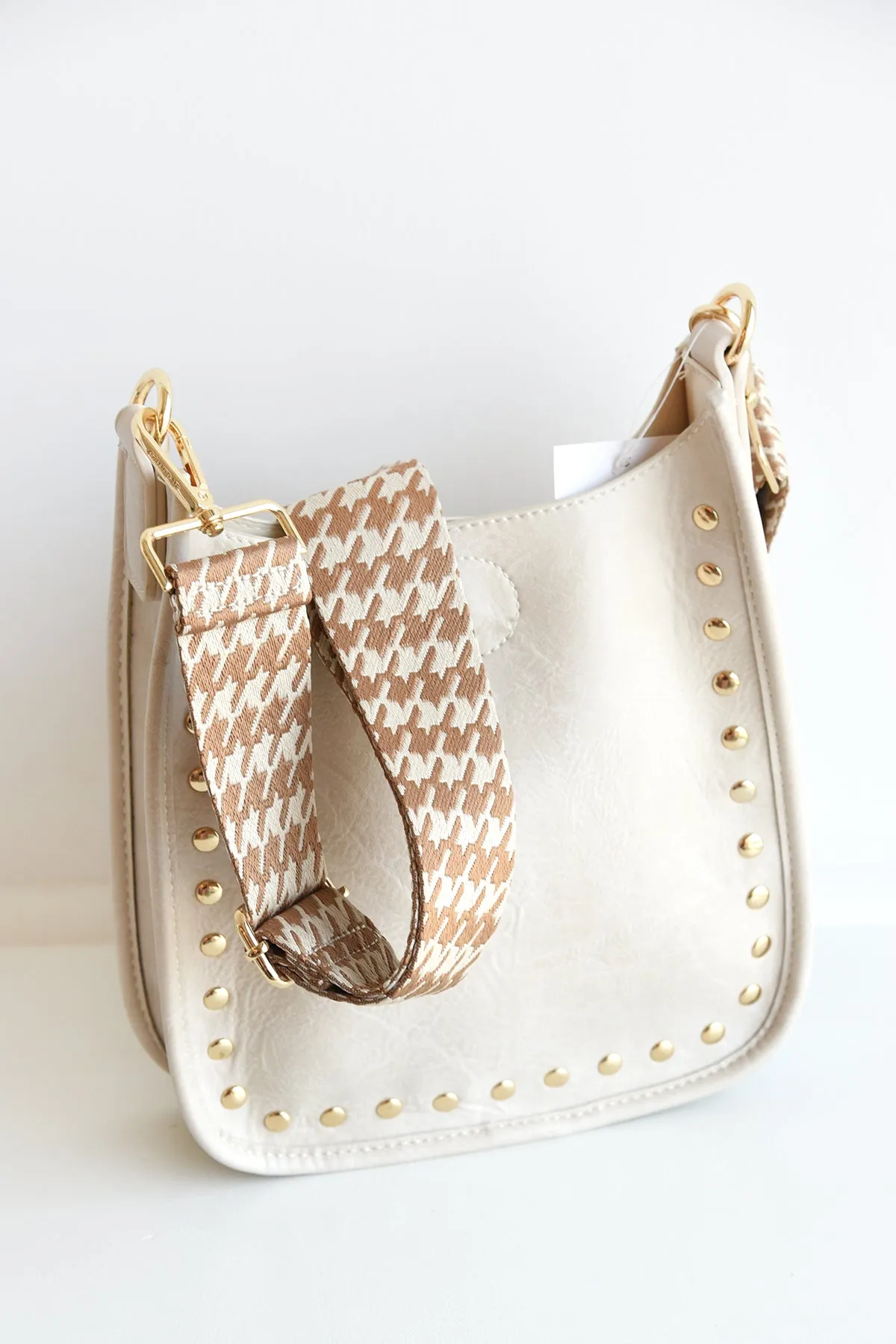 AHDORNED STUDDED MINI MESSENGER -CREAM