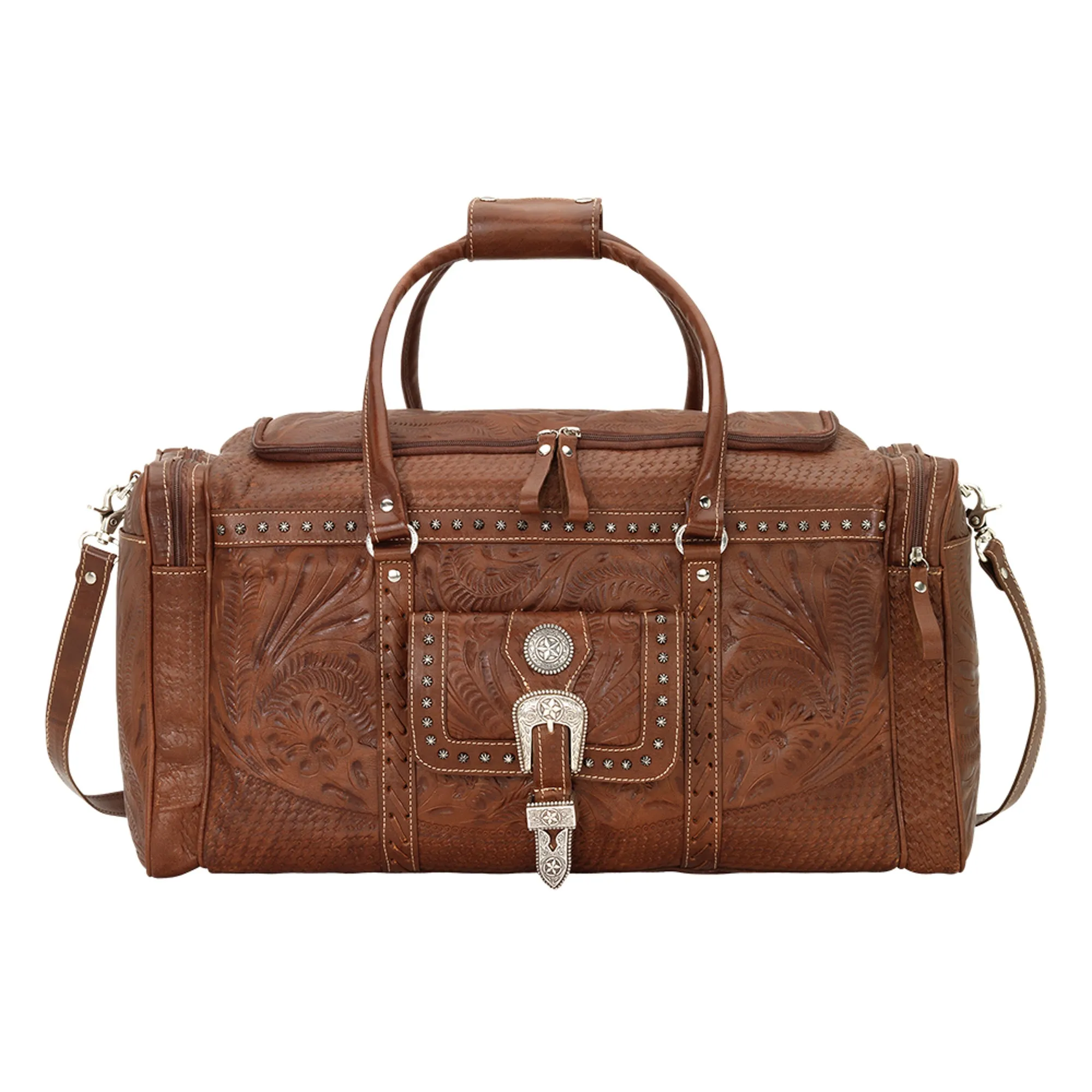 American West Retro Romance Antique Brown Leather Rodeo Bag