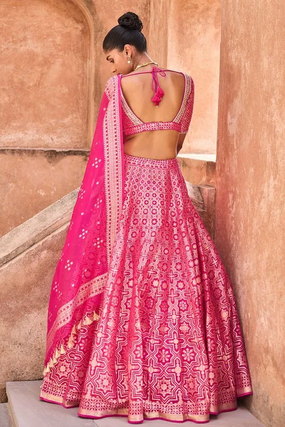 Aniq Lehenga Set - Hot pink