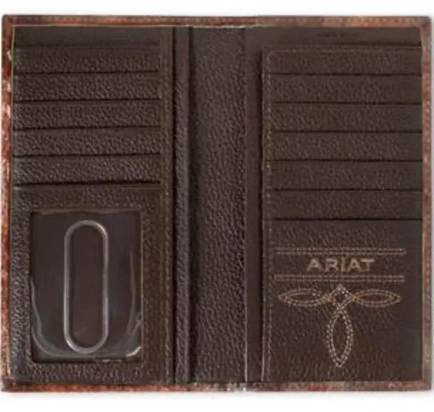 Ariat Western Mens Wallet Rodeo Leather Turquoise Outline Brown