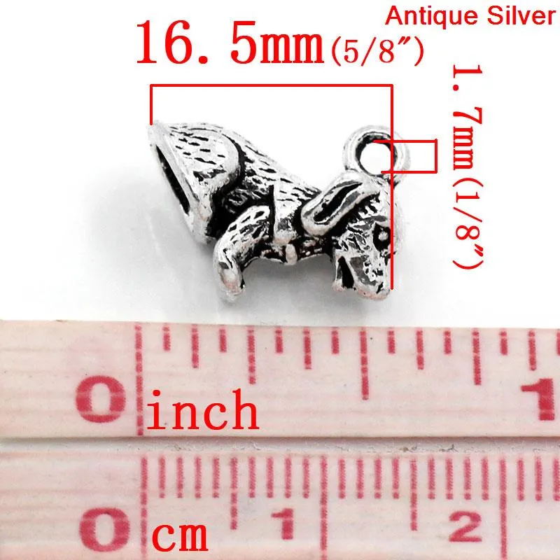 AVBeads Animal Dog Charms Silver 16mm x 14mm Metal Charms 4pcs