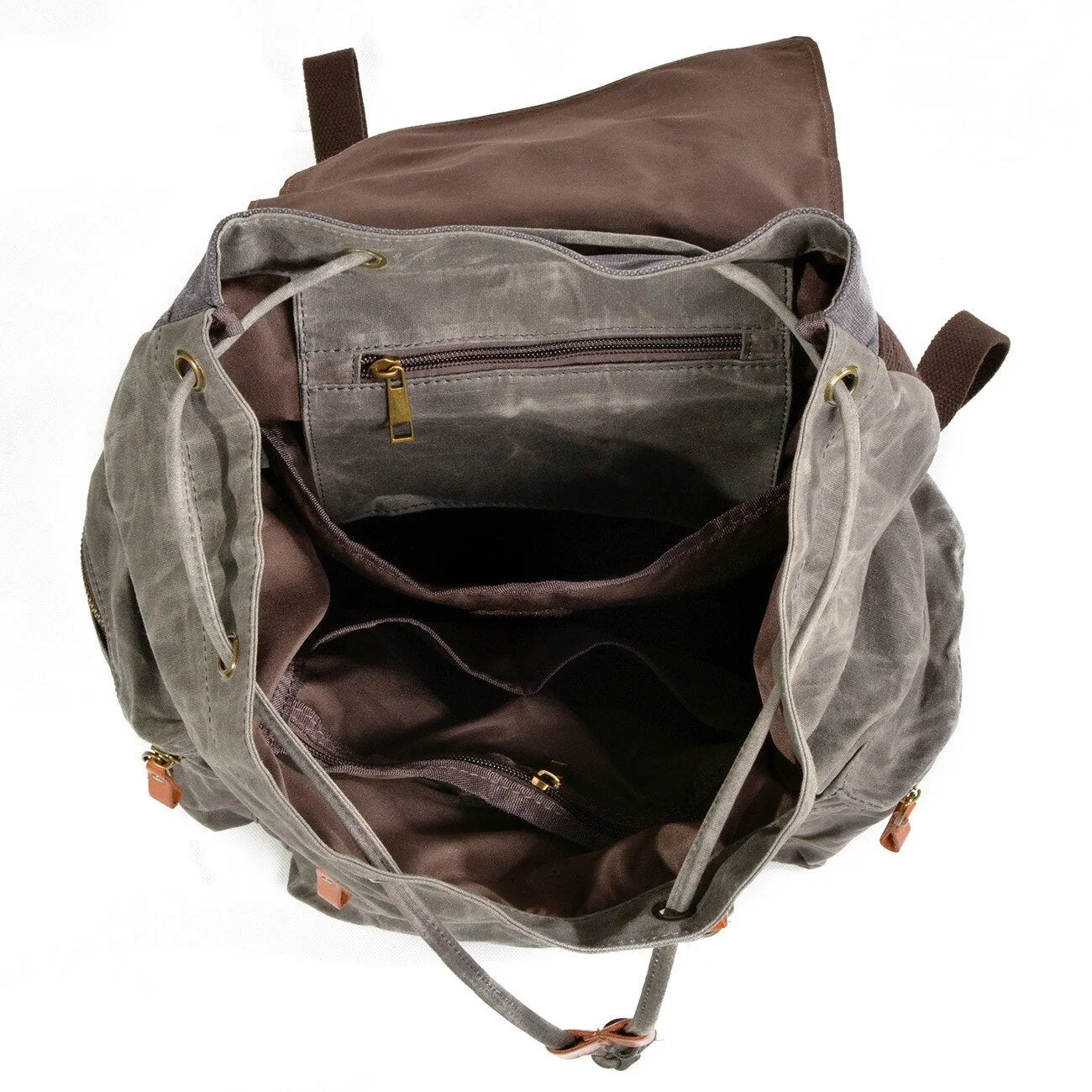 Black and Brown Waterproof Canvas Leather Backpack