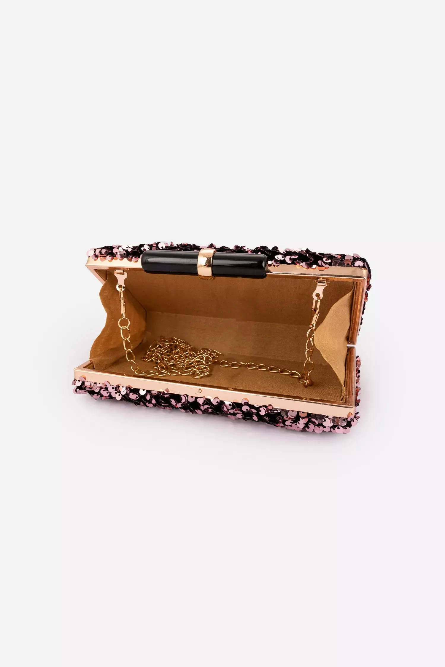 Black And Rose Gold Clutch Bag