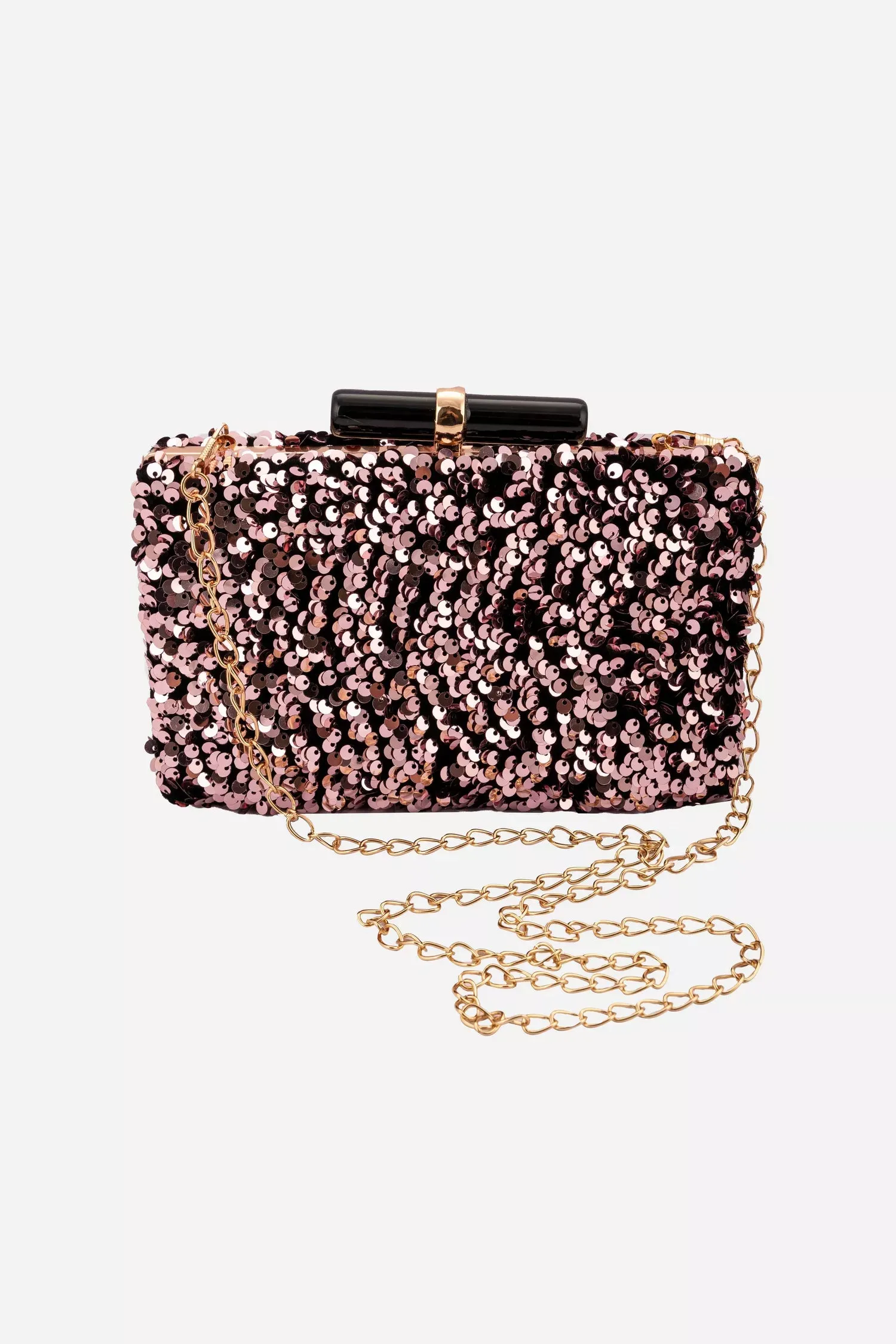 Black And Rose Gold Clutch Bag