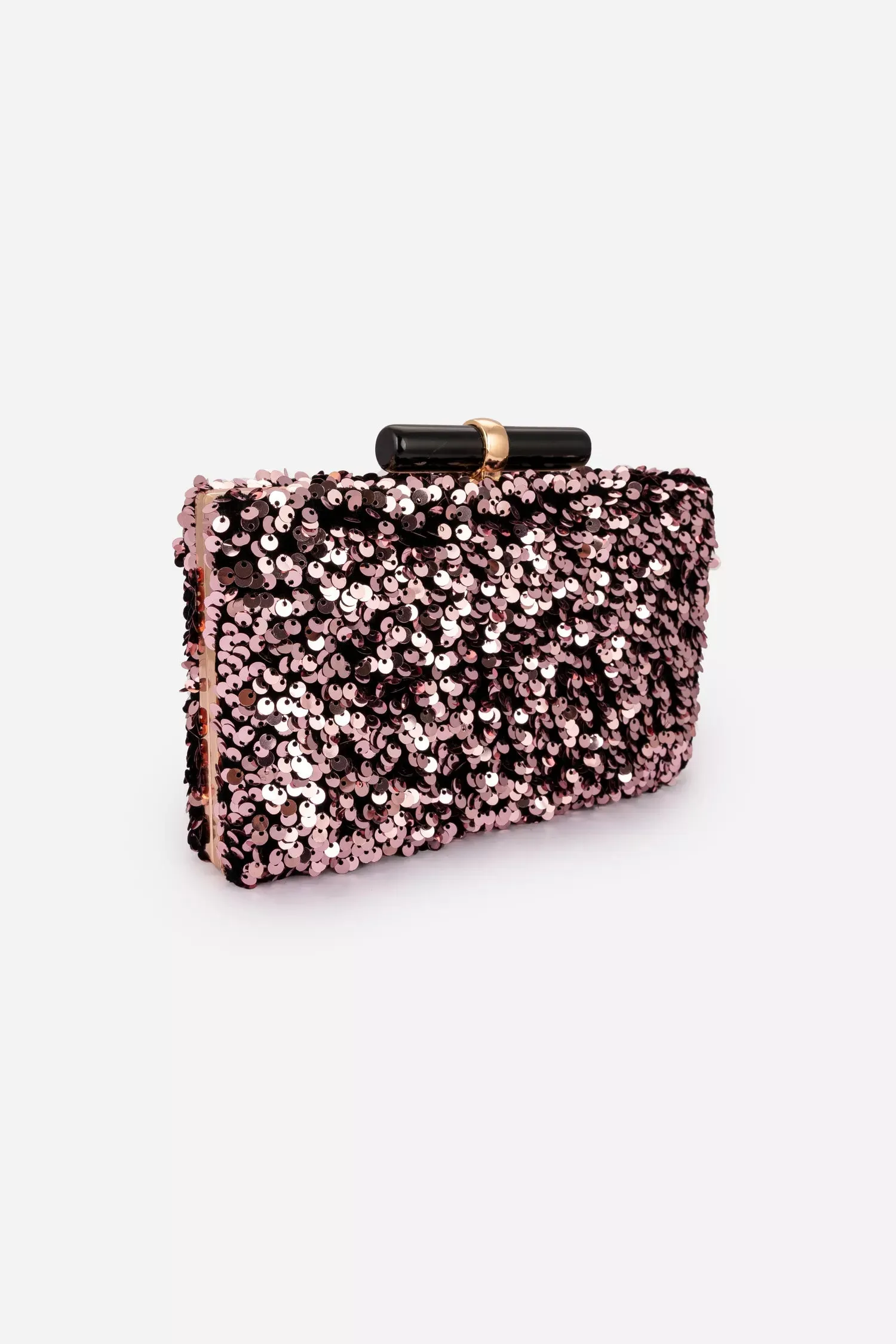 Black And Rose Gold Clutch Bag