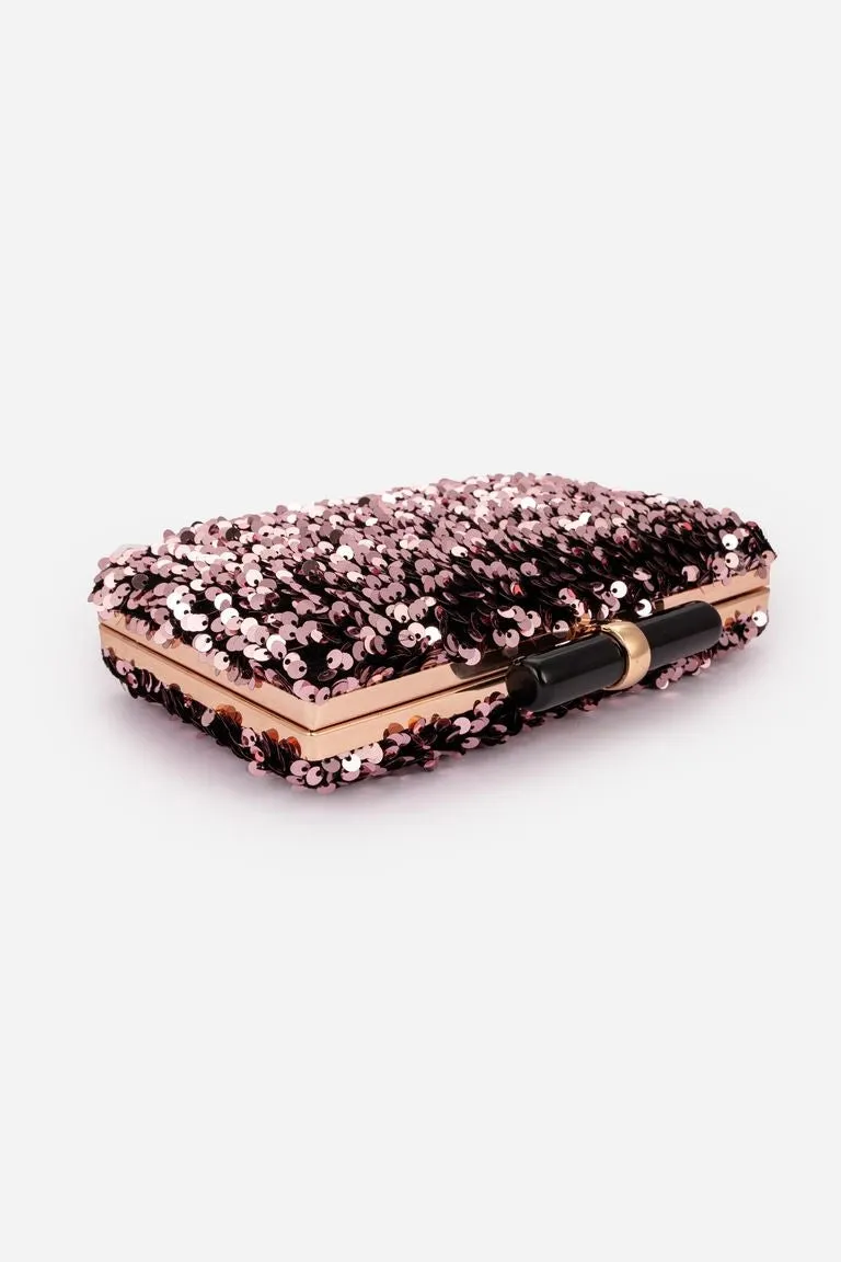 Black And Rose Gold Clutch Bag