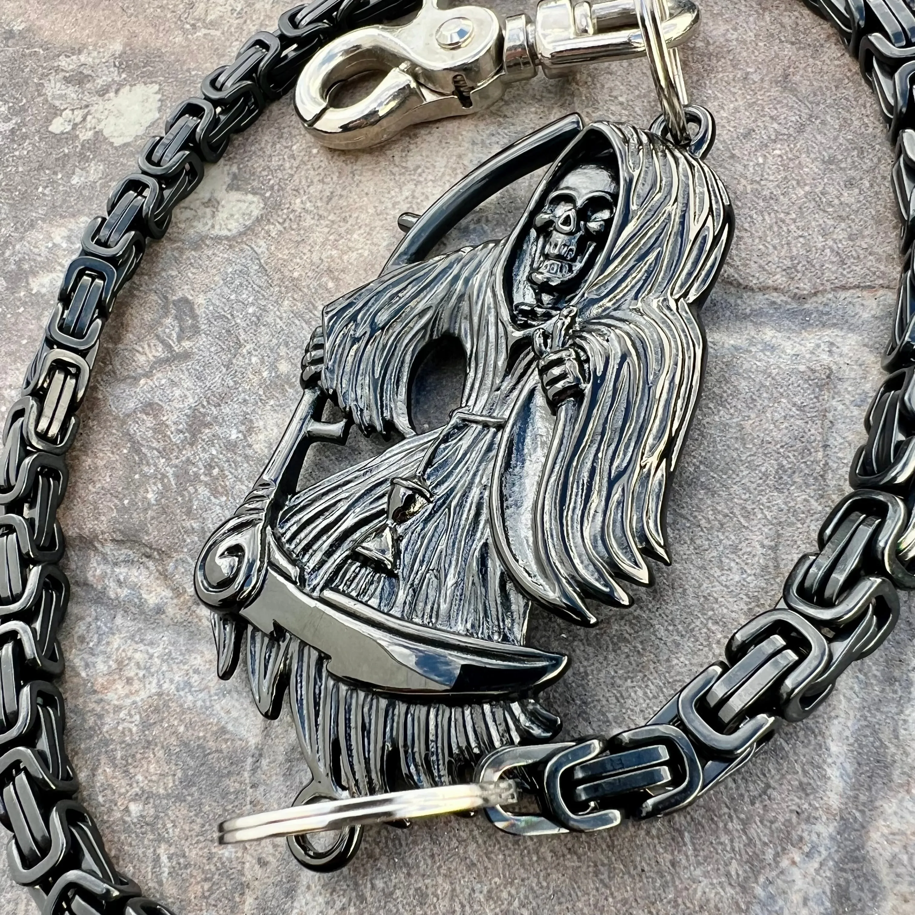 Black Grim Reaper Wallet Chain - Black Daytona Heritage - WC17H