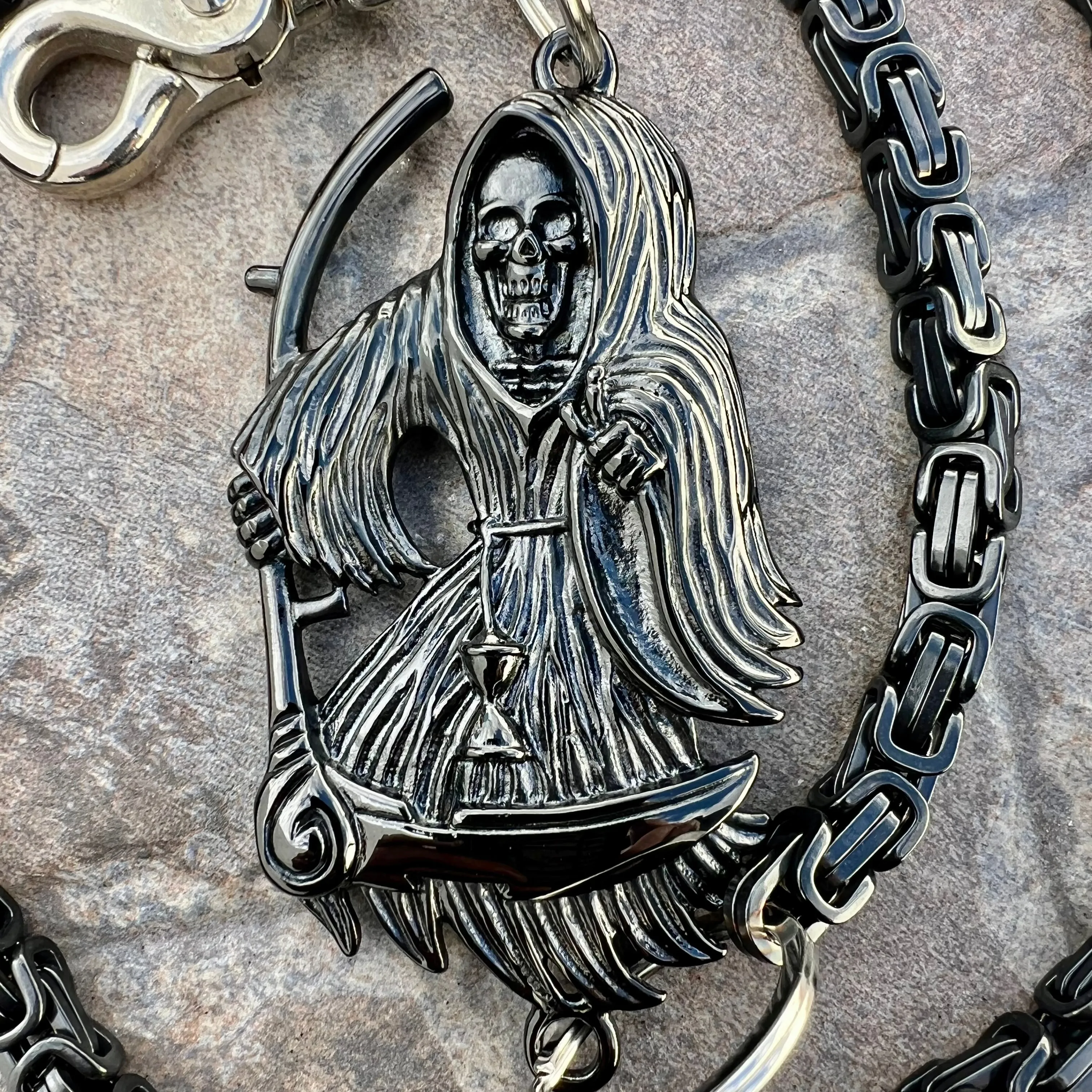 Black Grim Reaper Wallet Chain - Black Daytona Heritage - WC17H