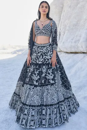 Black Multi-Tiered Lehenga Set