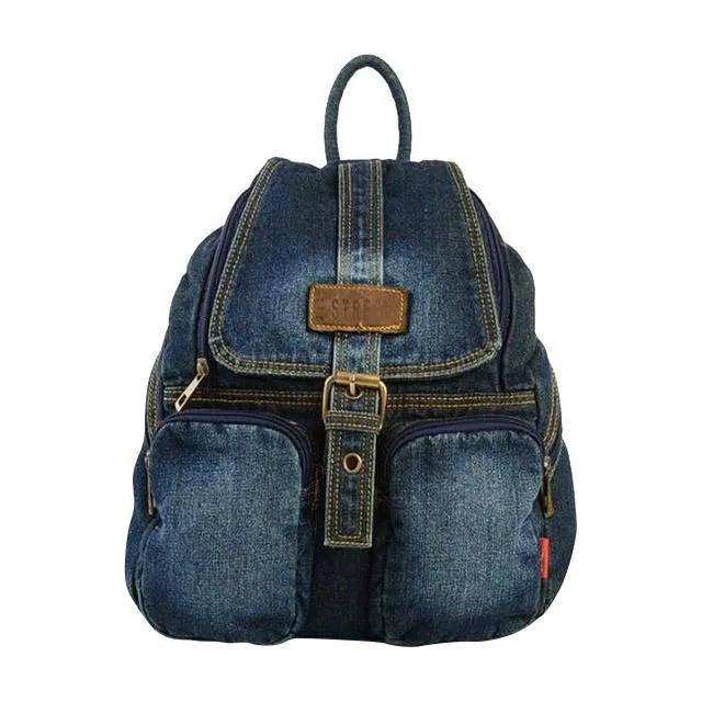 Blue Denim Daily Travel 20 to 35 Liter Backpack for Girls