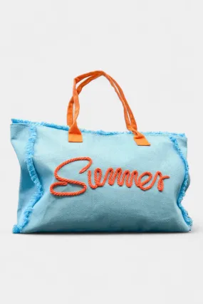 Blue Summer Fringe Canvas Bag