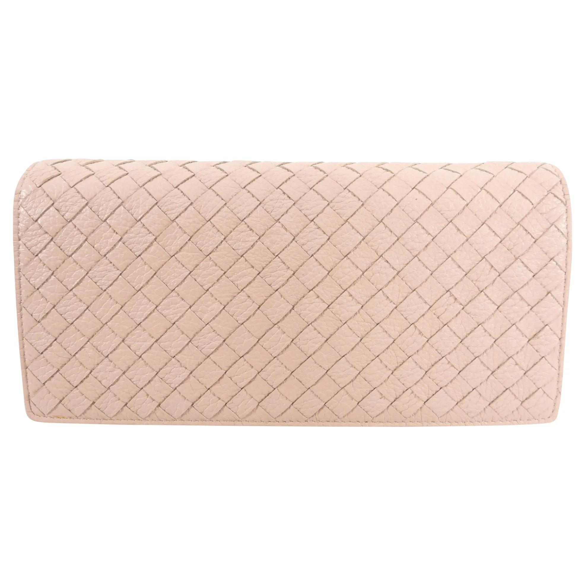 Bottega Veneta Intrecciato Leather Peach Rose Wallet on Strap