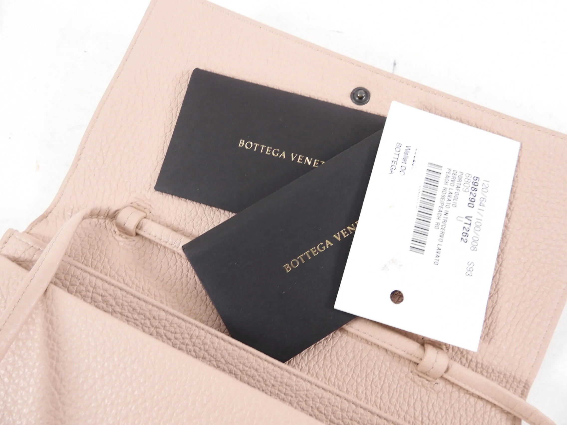 Bottega Veneta Intrecciato Leather Peach Rose Wallet on Strap