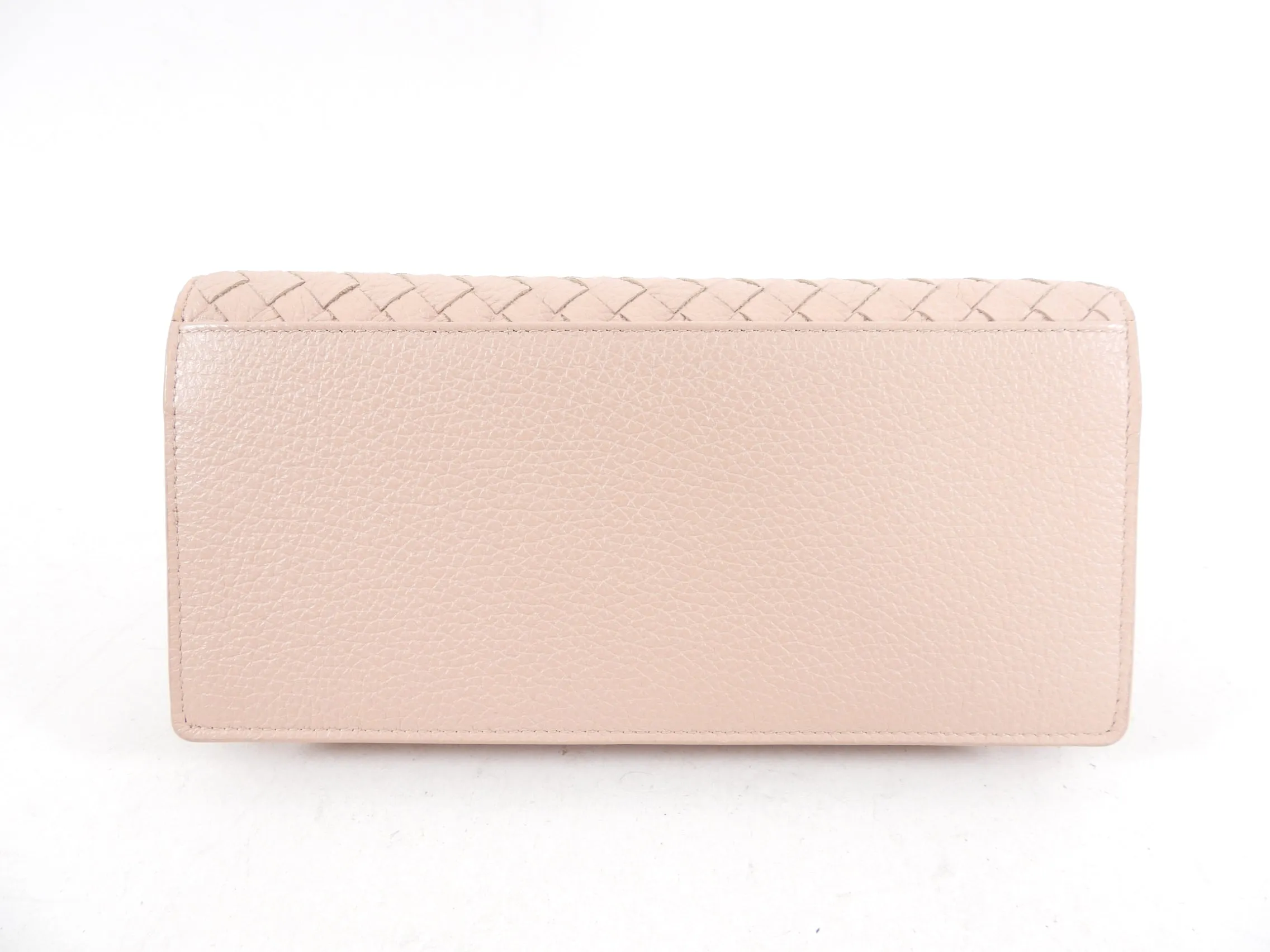 Bottega Veneta Intrecciato Leather Peach Rose Wallet on Strap