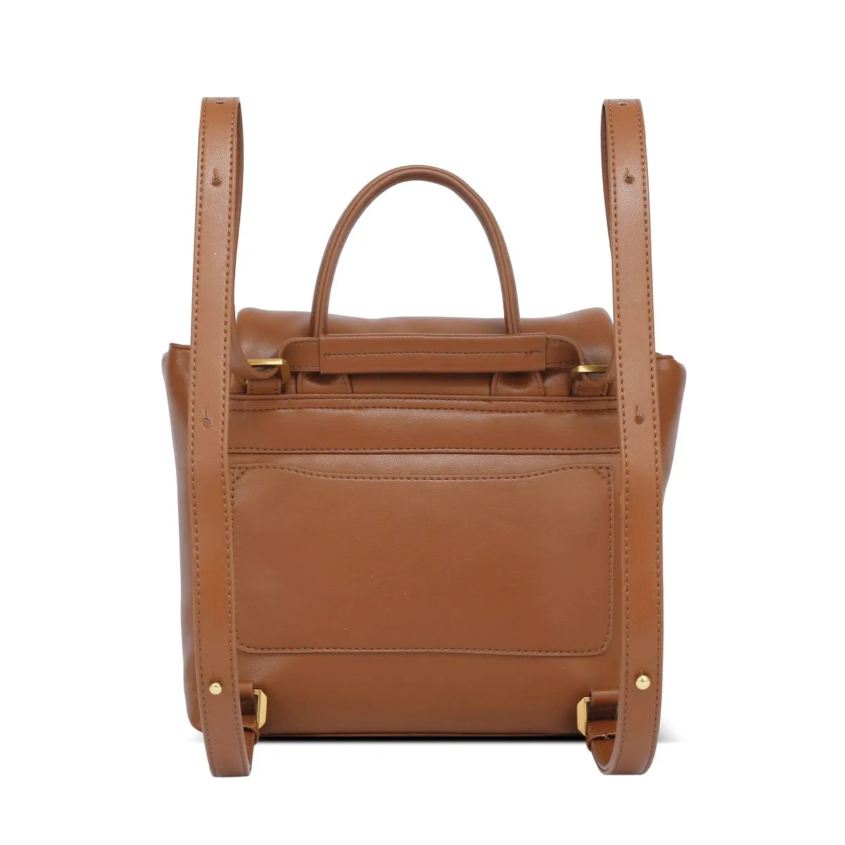 Bubbly Vegan Leather Flap Backpack | Chestnut