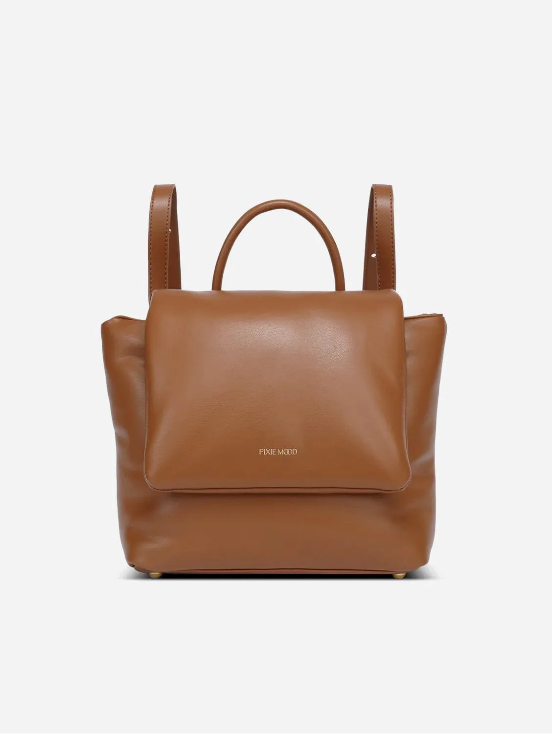 Bubbly Vegan Leather Flap Backpack | Chestnut