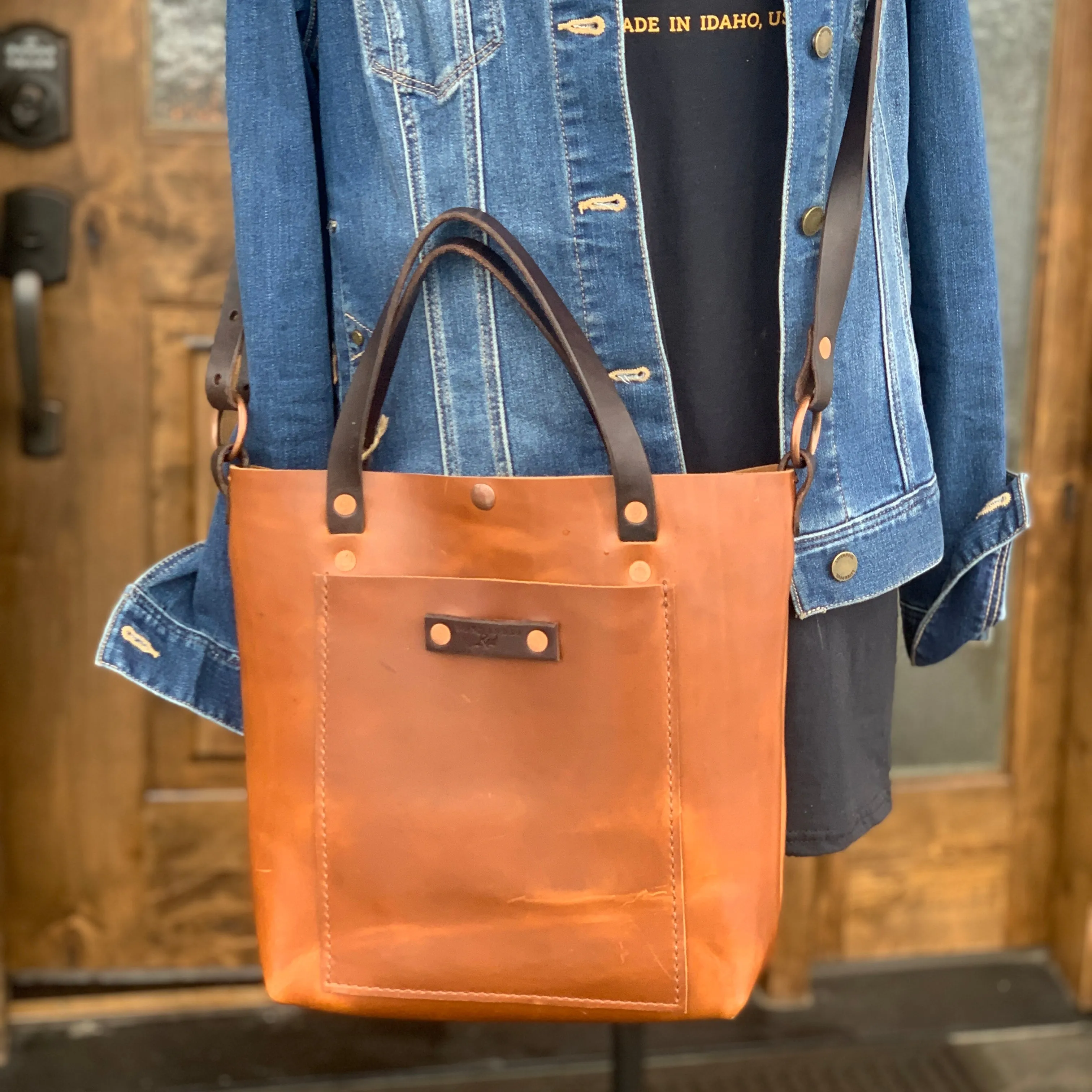 Caramel Crossbody Leather Purse-Tote