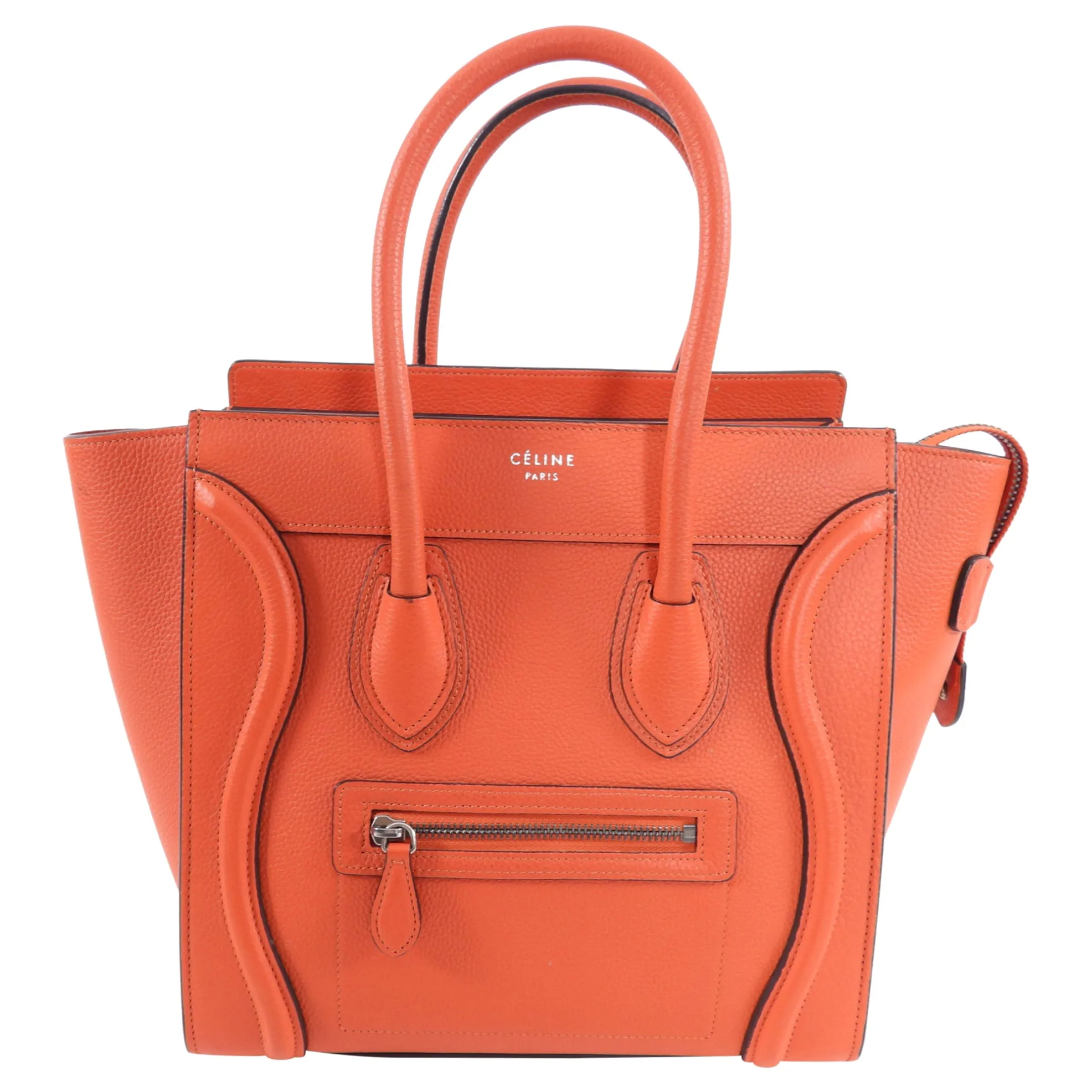 Celine Orange Micro Luggage Tote Bag