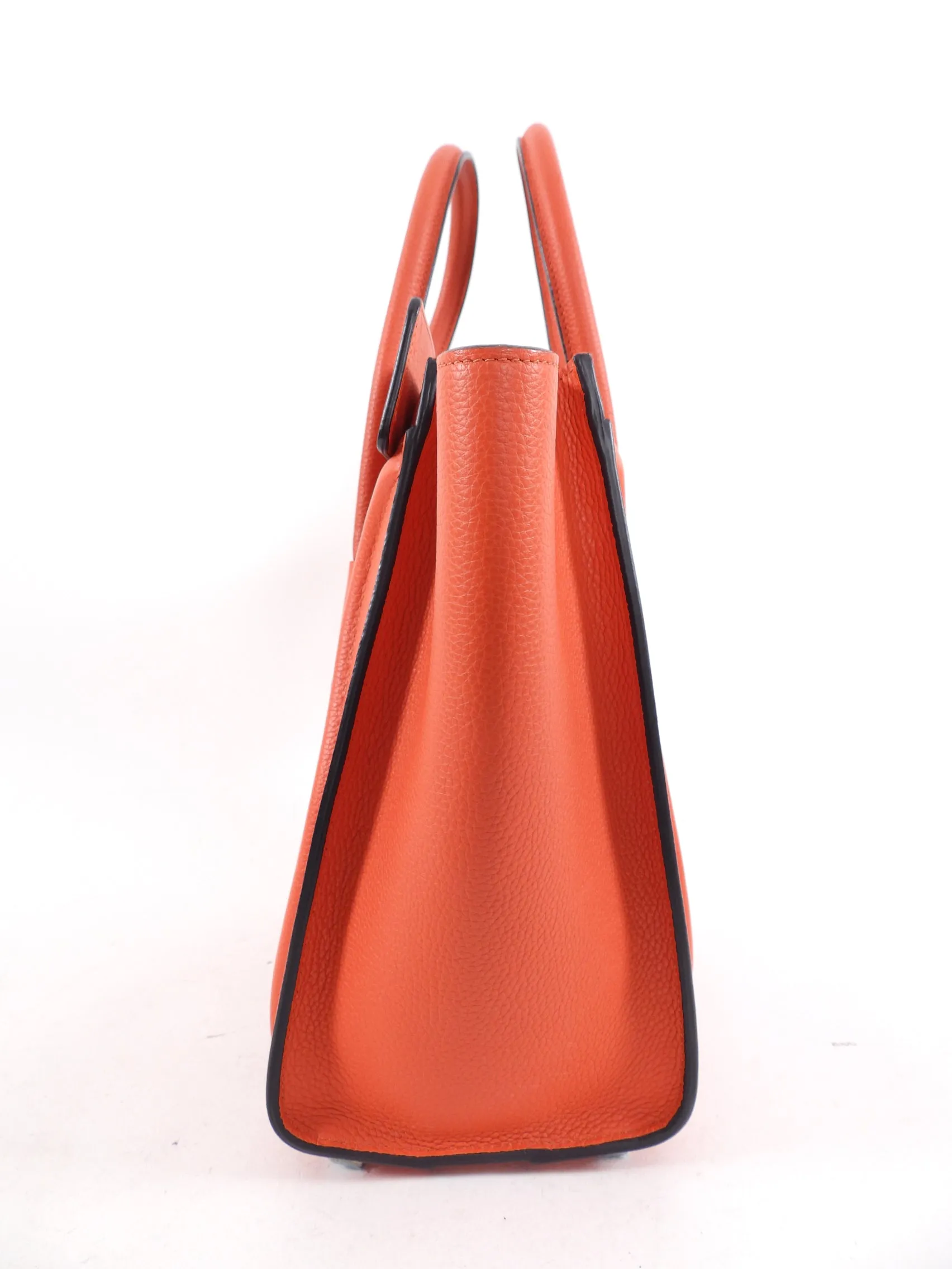 Celine Orange Micro Luggage Tote Bag