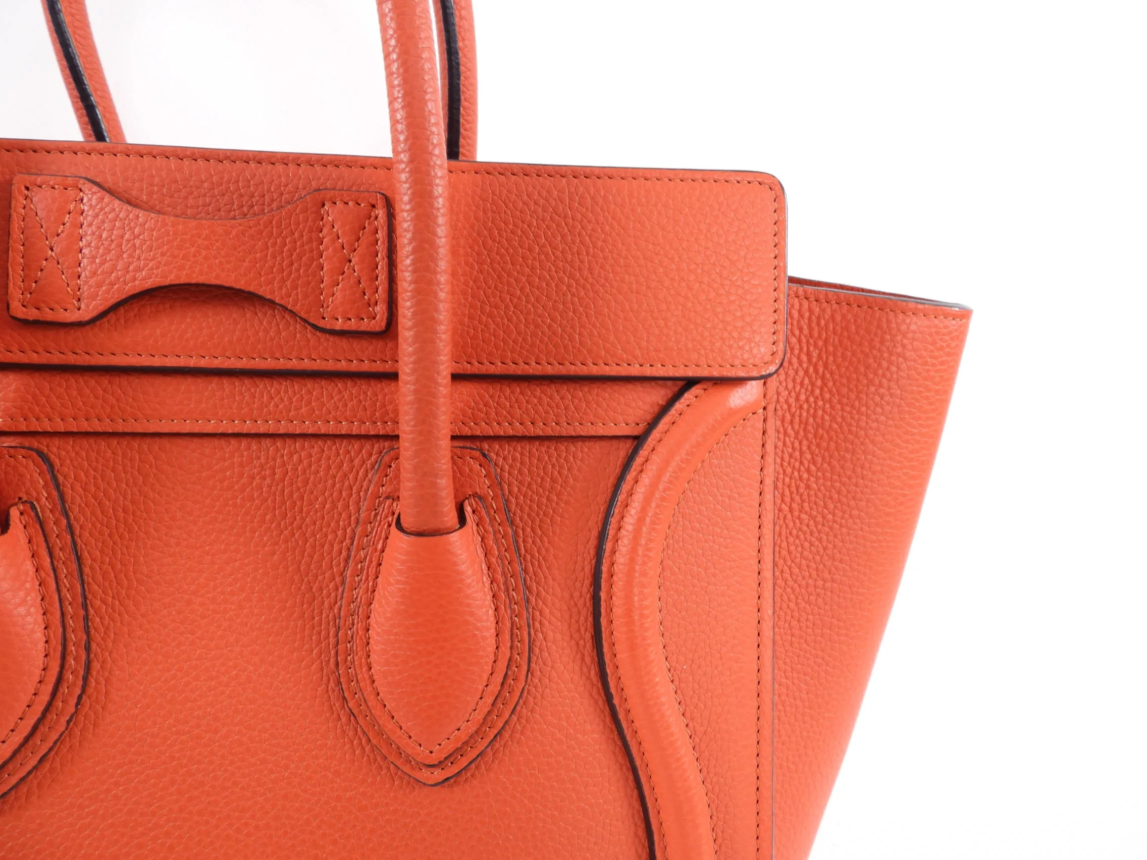 Celine Orange Micro Luggage Tote Bag