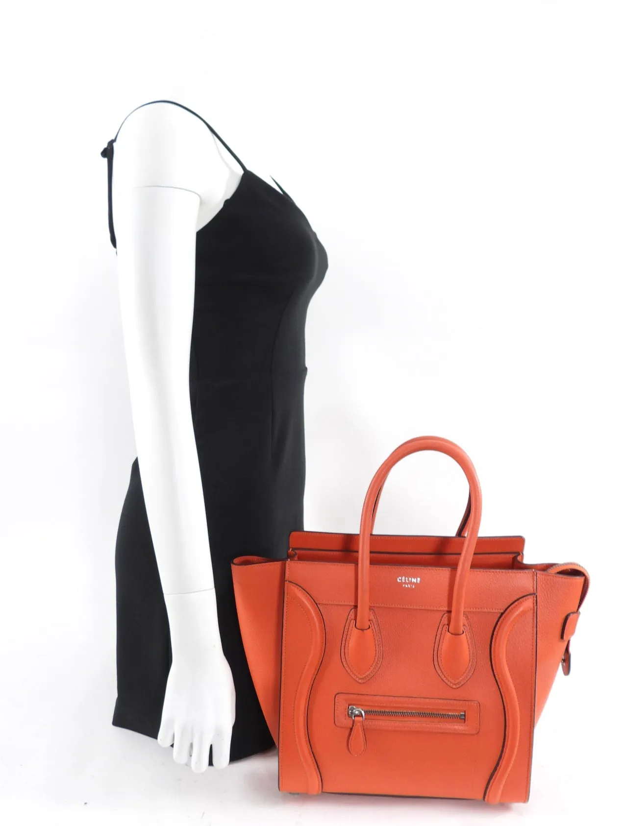 Celine Orange Micro Luggage Tote Bag