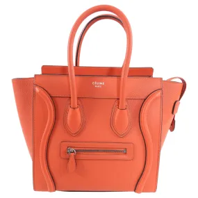 Celine Orange Micro Luggage Tote Bag