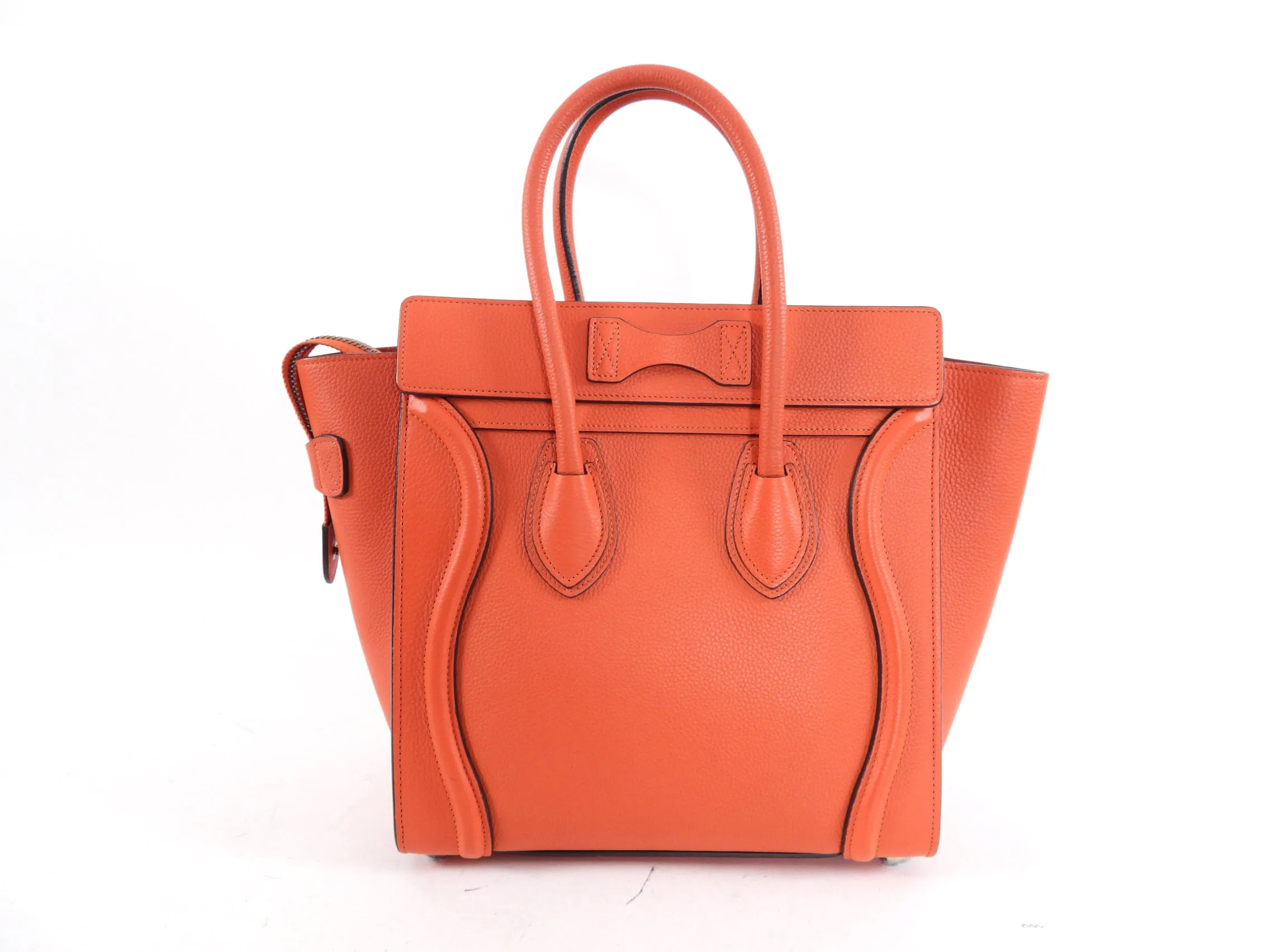 Celine Orange Micro Luggage Tote Bag