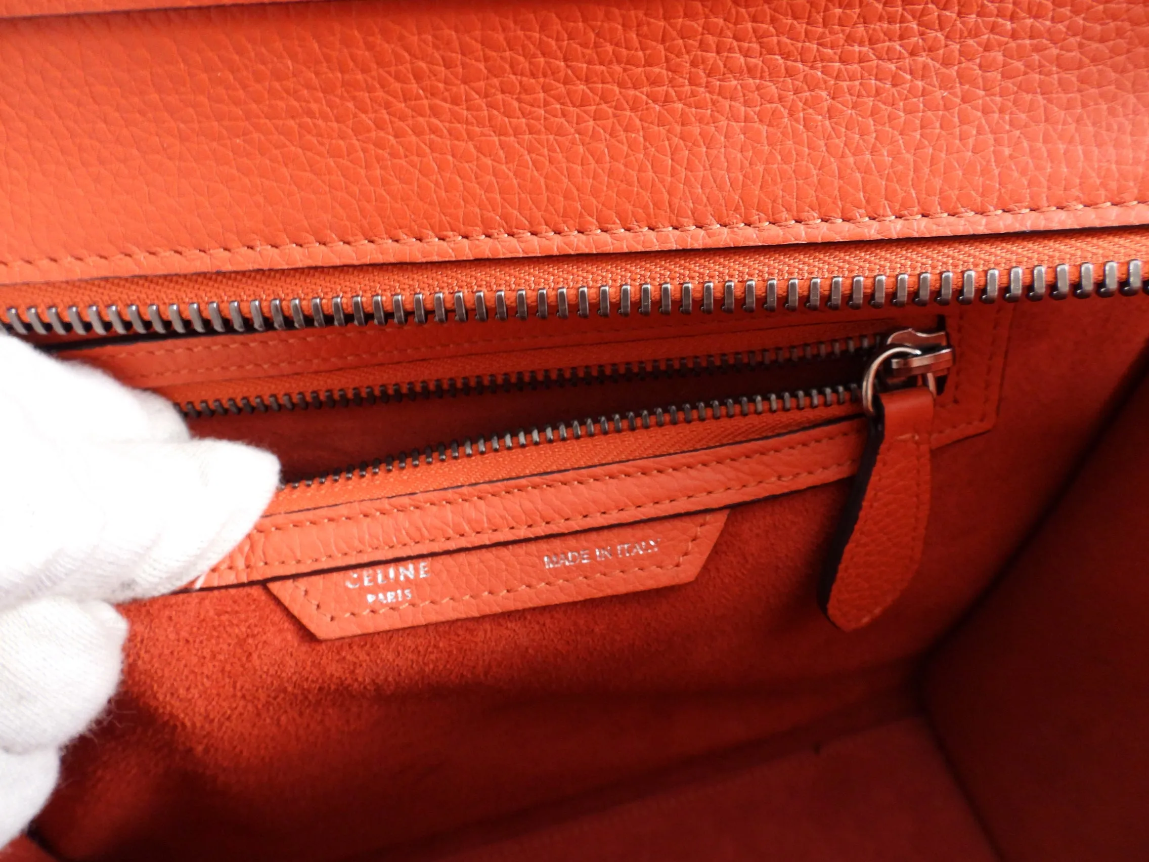 Celine Orange Micro Luggage Tote Bag