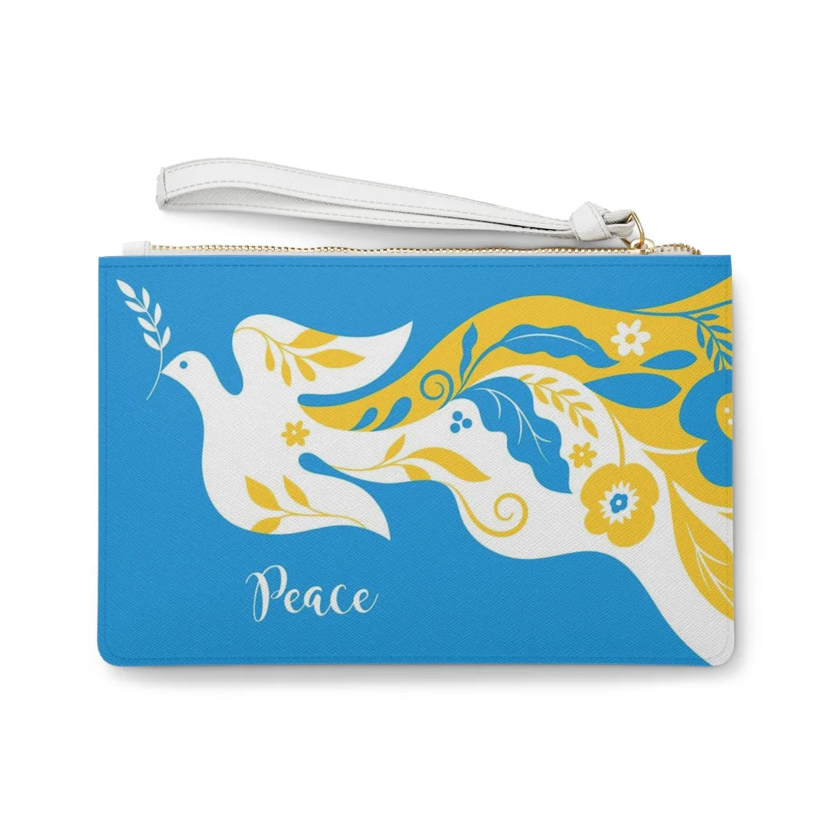 Clutch Bag / Ukraine Colored Clutch Purse With Dove Of Peace / Vegan Leather Bag