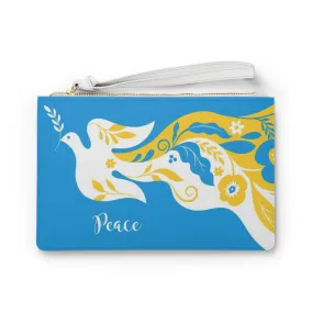 Clutch Bag / Ukraine Colored Clutch Purse With Dove Of Peace / Vegan Leather Bag