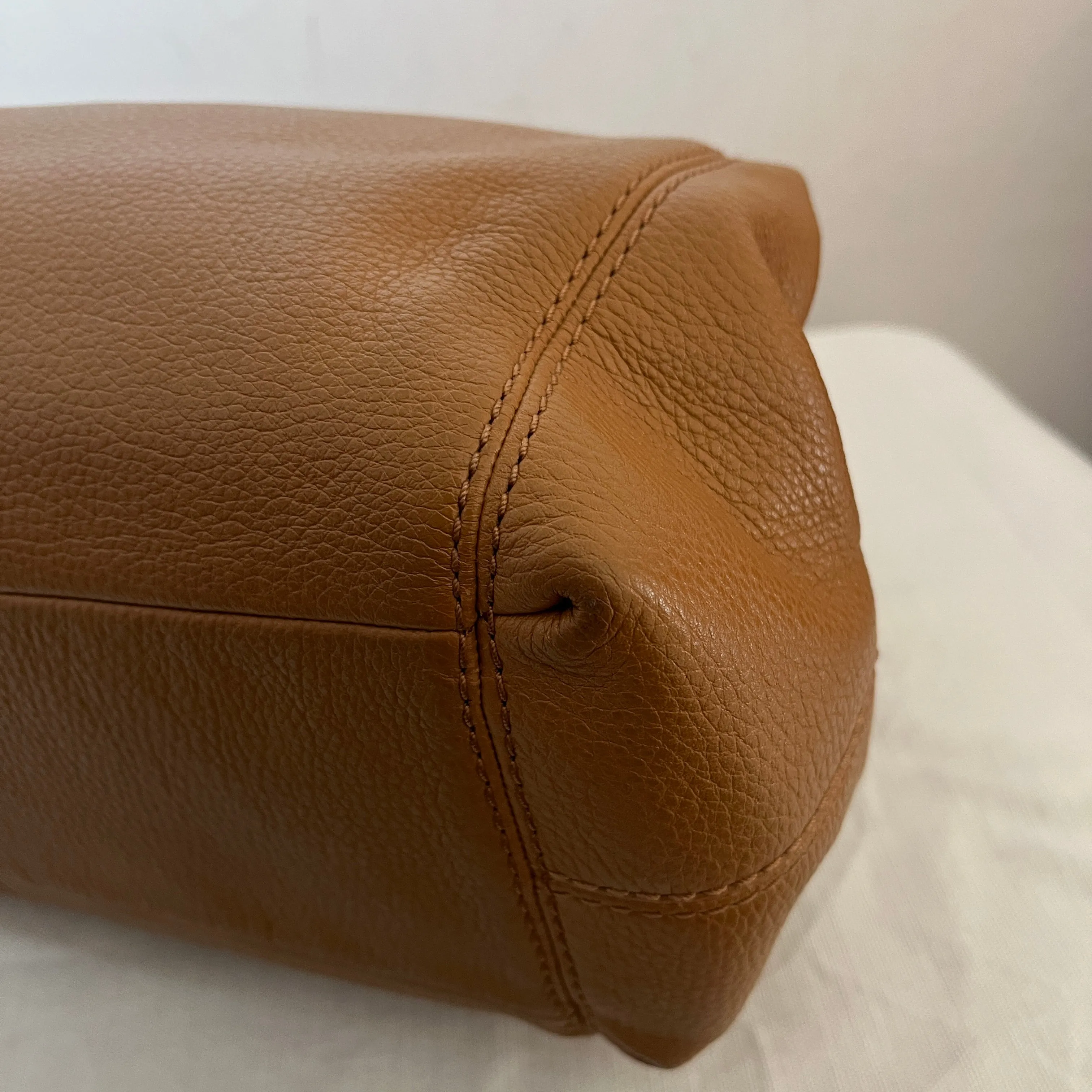 Coach Tan Pebbled Leather Triple Compartment Shoulder Bag | Gently Used |