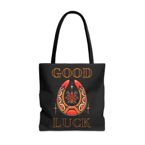 Copy of Good Luck Tattoo Tote Bag in Black / Vintage American Old School Traditional Tattoo Flash  / Punk Rock Beach Shopping Bag Lucky