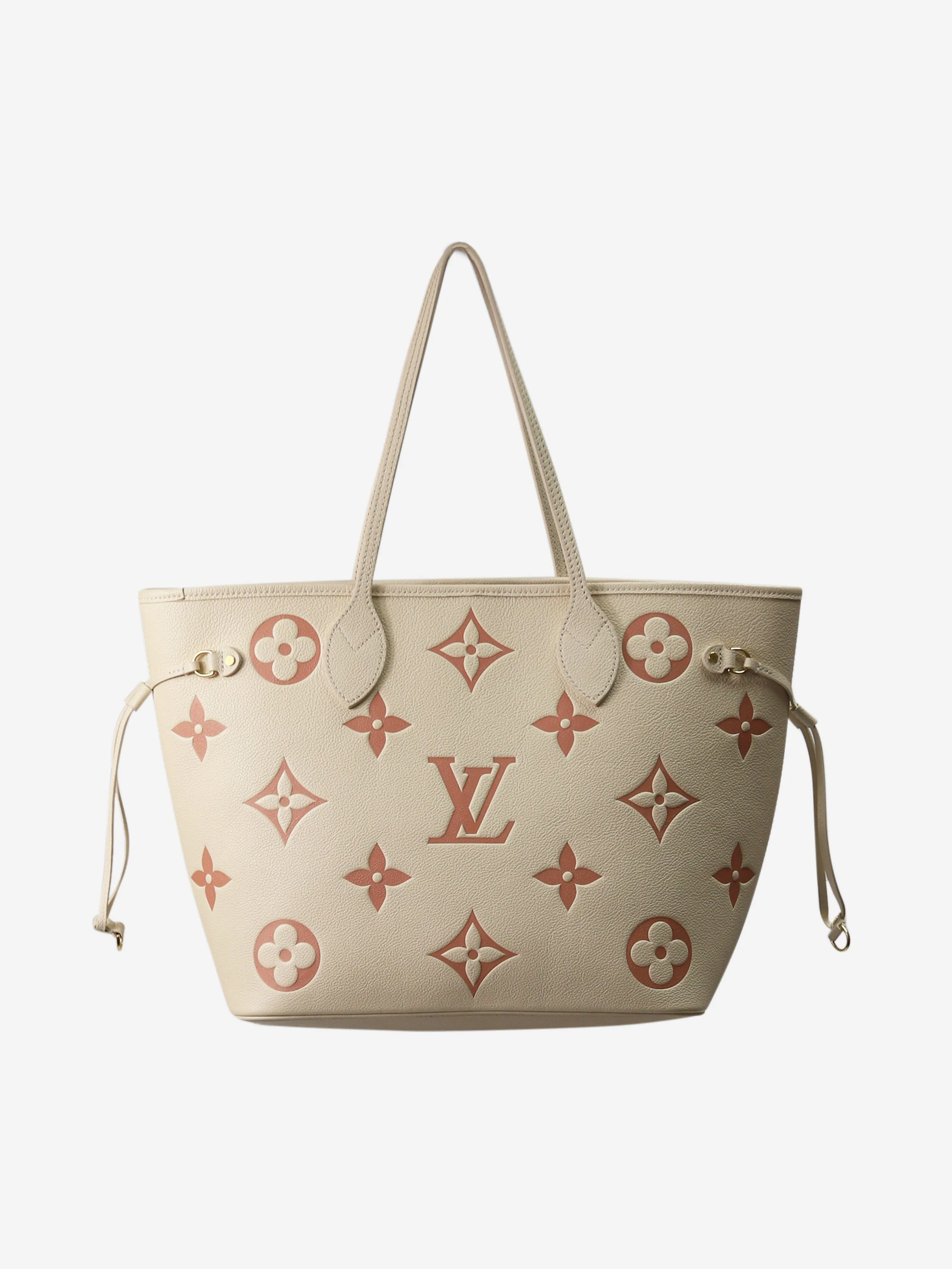 Cream Neverfull monogram Empreinte leather MM tote bag