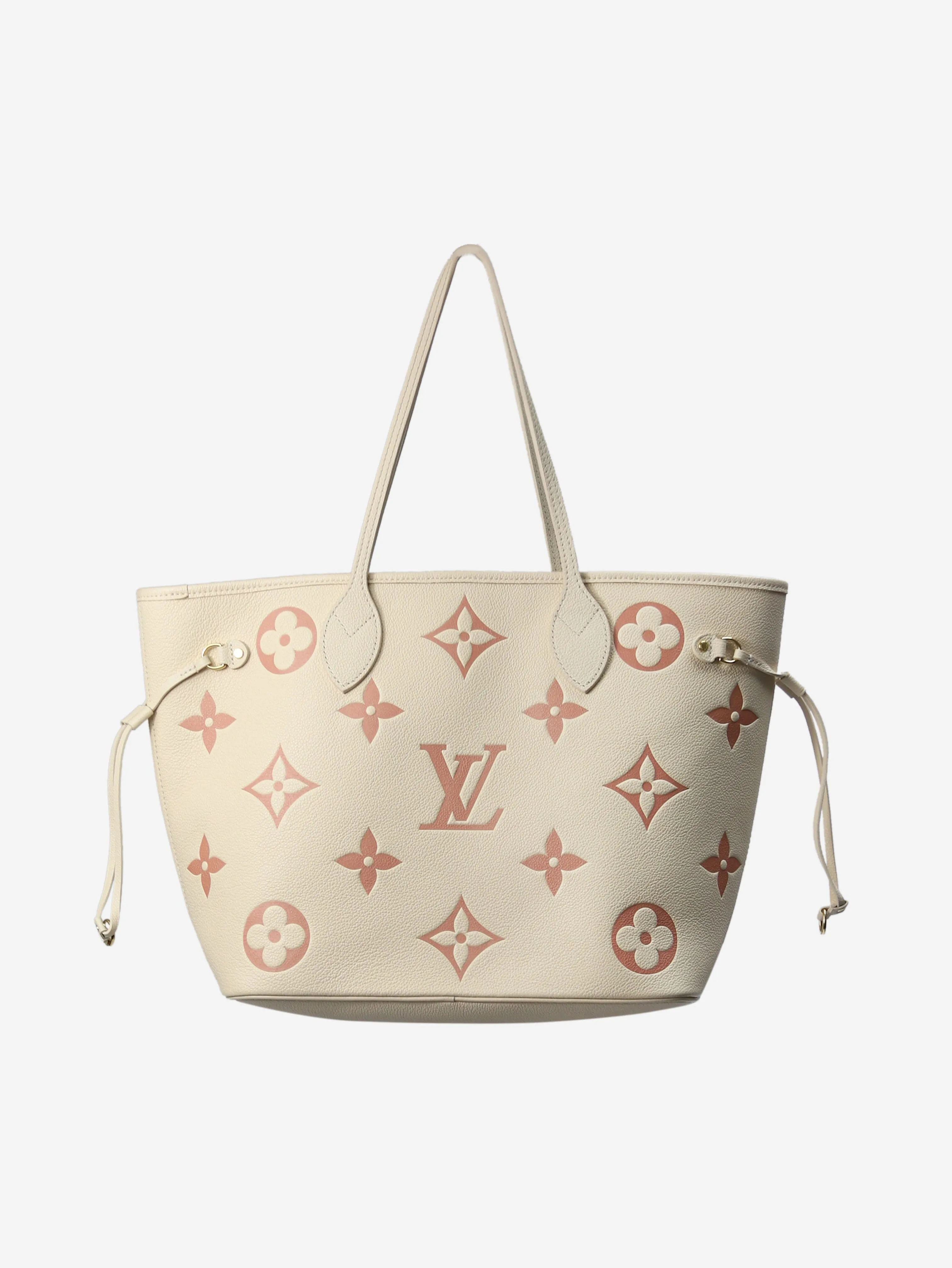 Cream Neverfull monogram Empreinte leather MM tote bag