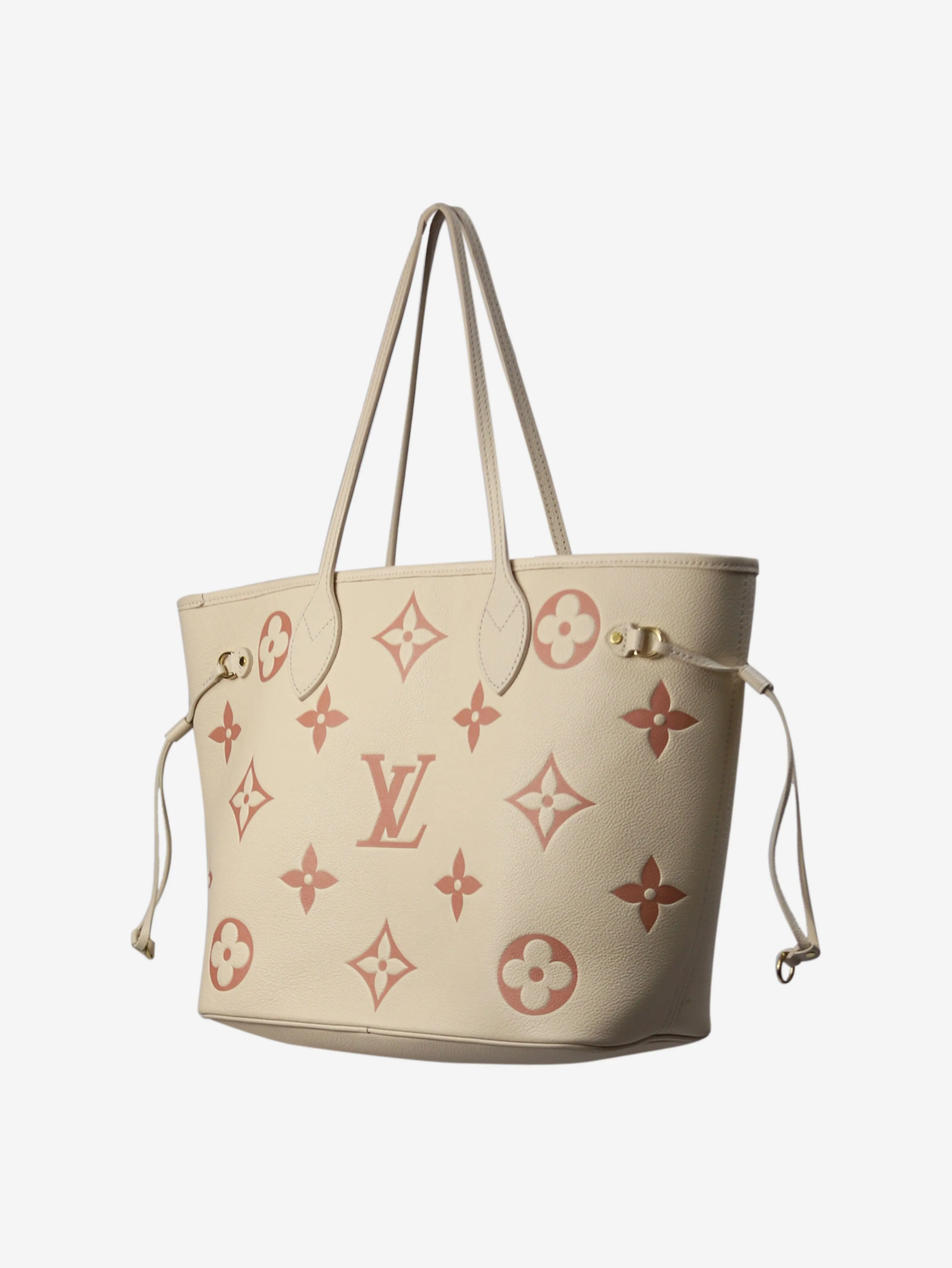 Cream Neverfull monogram Empreinte leather MM tote bag