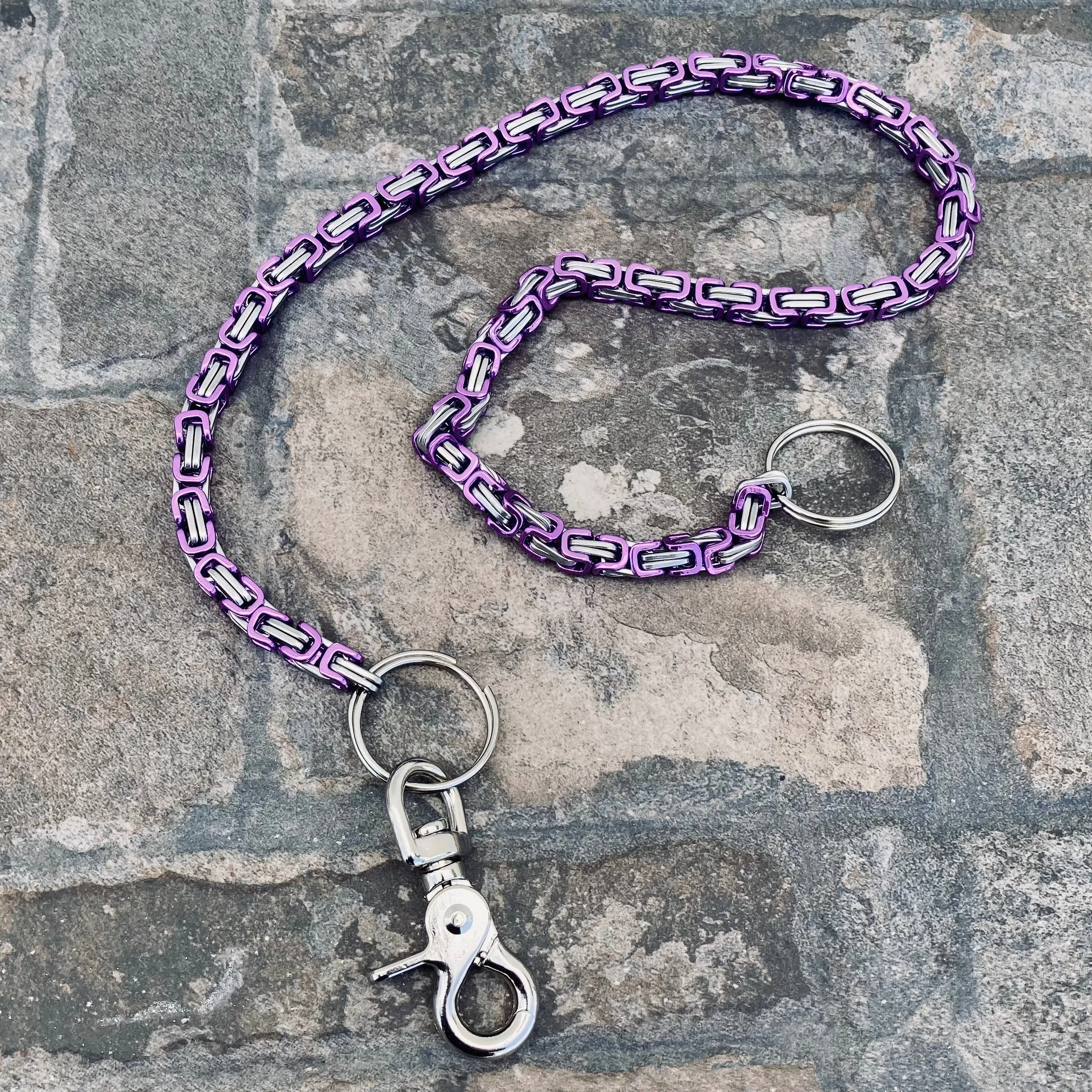 Daytona - Purple & Silver - Wallet Chain Deluxe - 1/4 inch wide