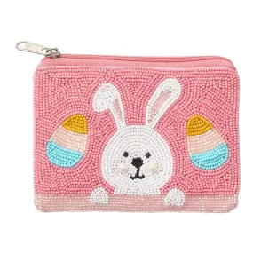 Easter Bunny Seed Beaded Mini Pouch Bag