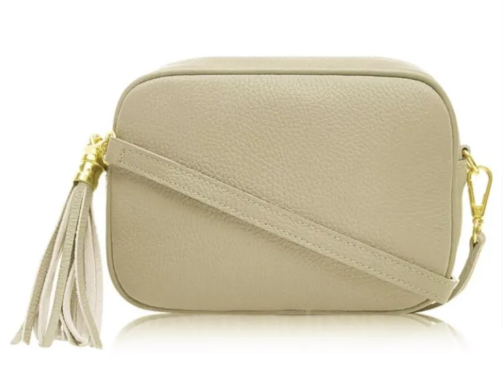 Fabucci Taupe Leather Crossbody Bag