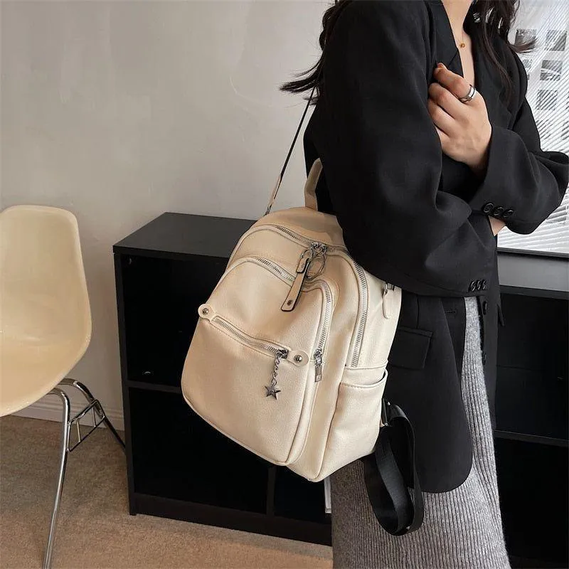 Fashion Leather College Bags - Women's Cool backpack WV1235