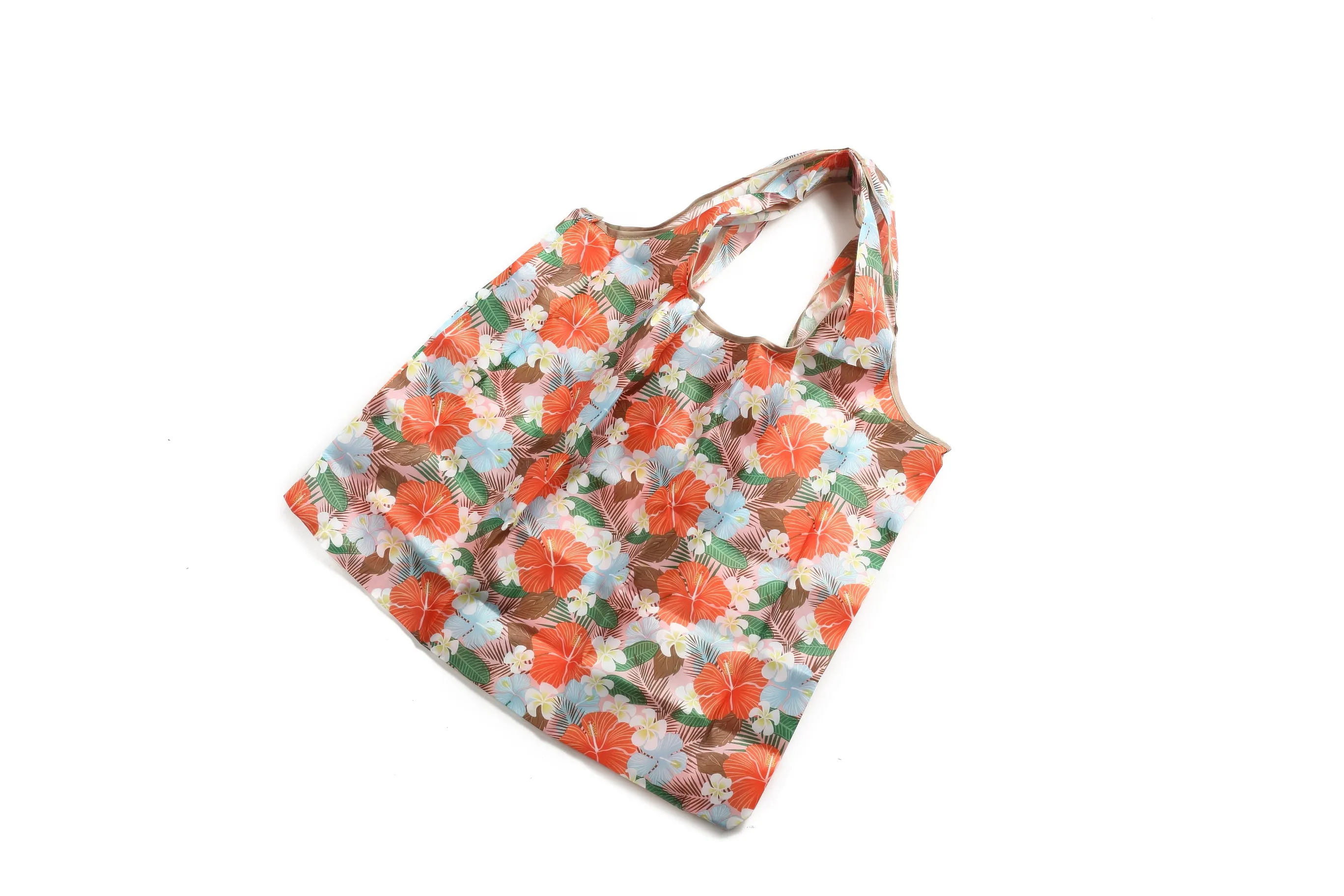 Foldable Bag Jackie Hibiscus Palm Pink