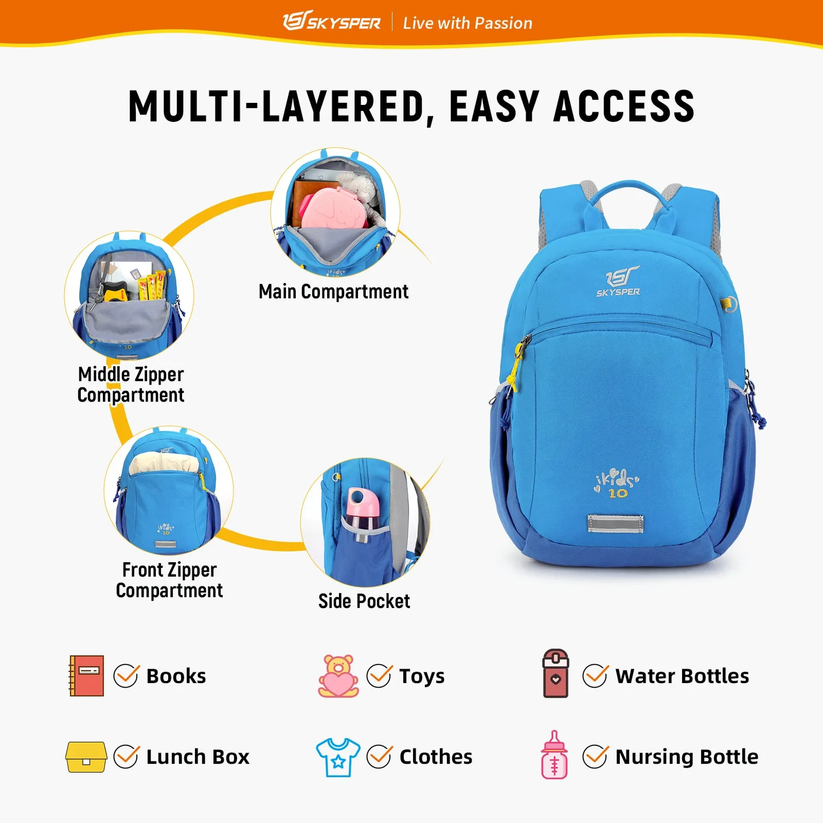 iKIDS10II - SKYSPER 14.6-inch Toddler Kids Backpack for 4 - 6 Years old