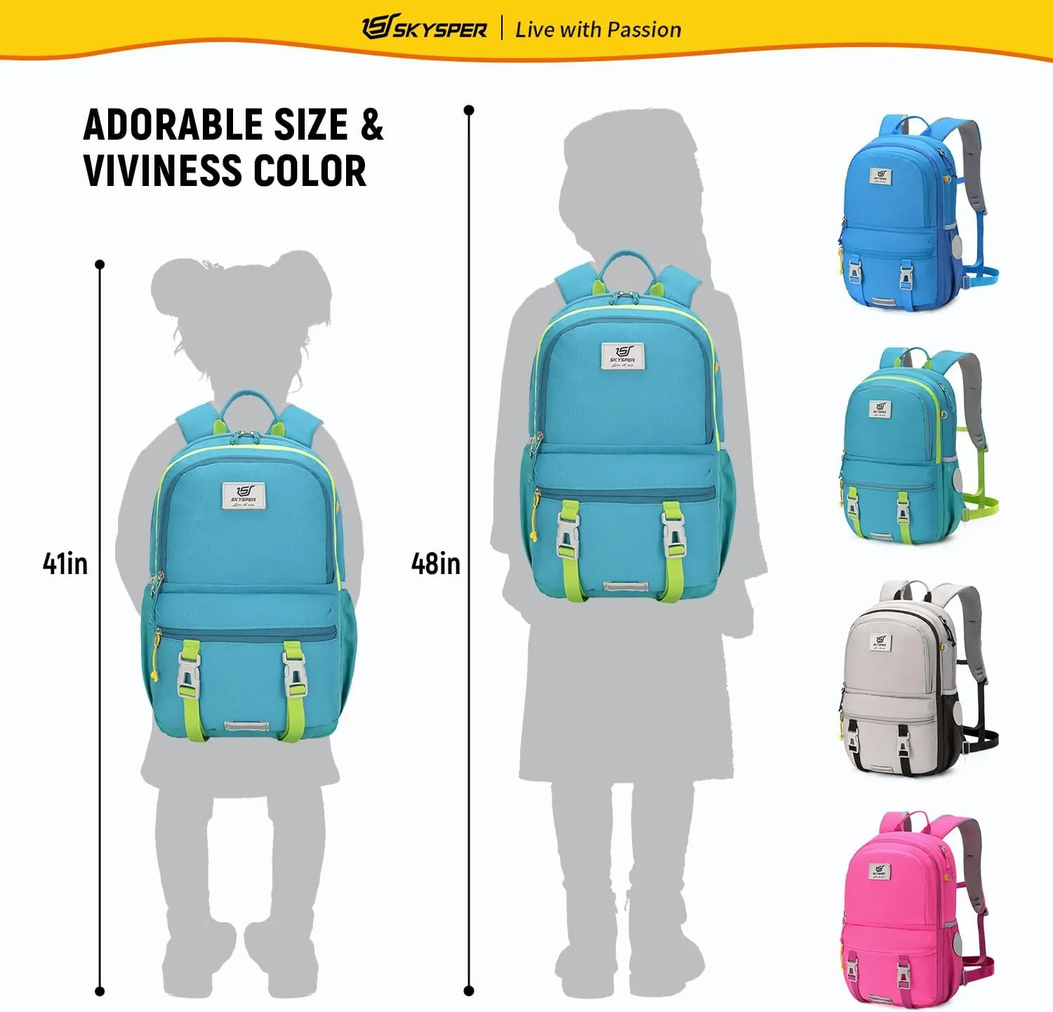 iKIEX18-SKYSPER 16.54-inch Kids Backpack Multi-compartment Travel Bags with DIY Sticker