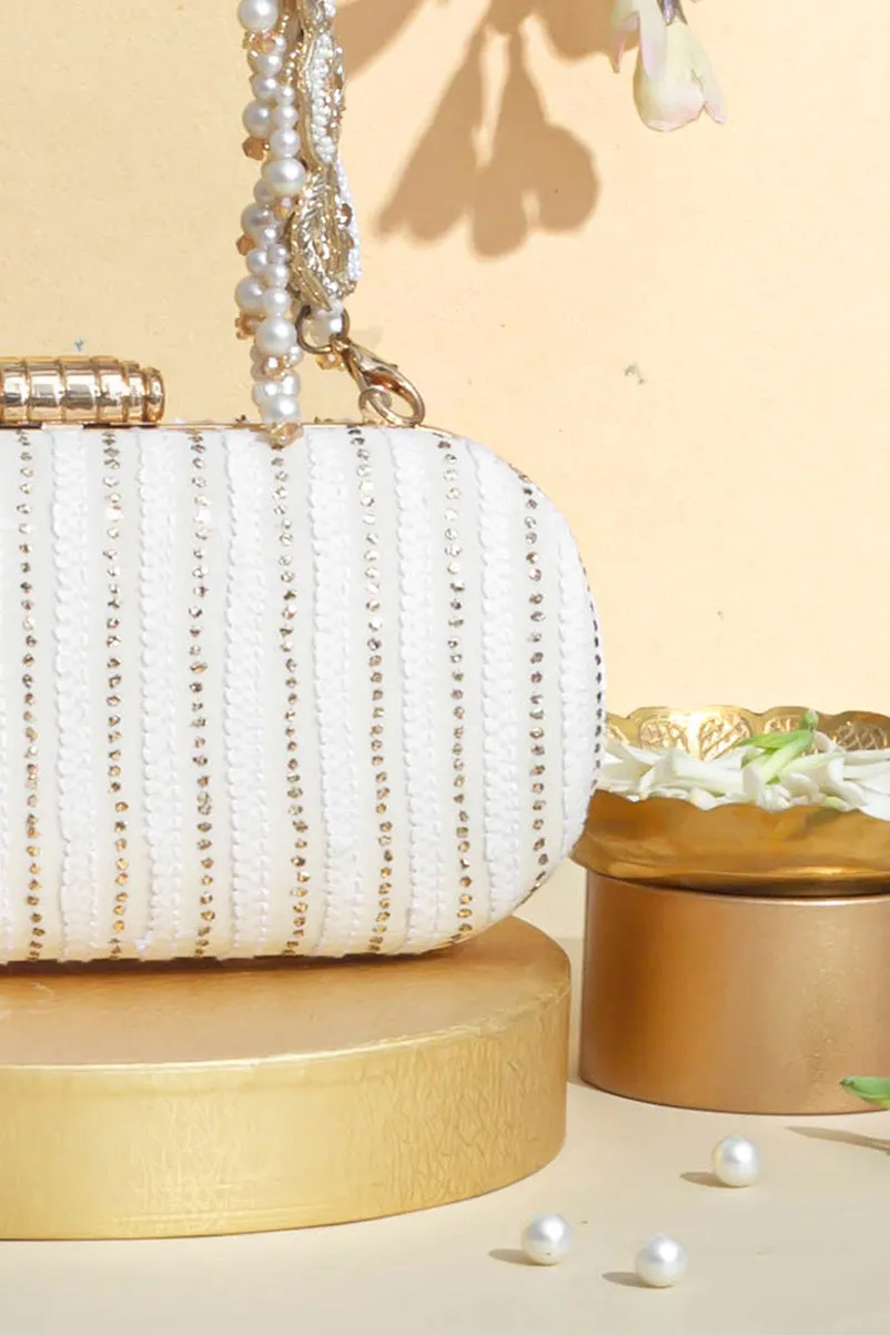 Inara Chikankari Mukaish Embroidered Capsule Clutch